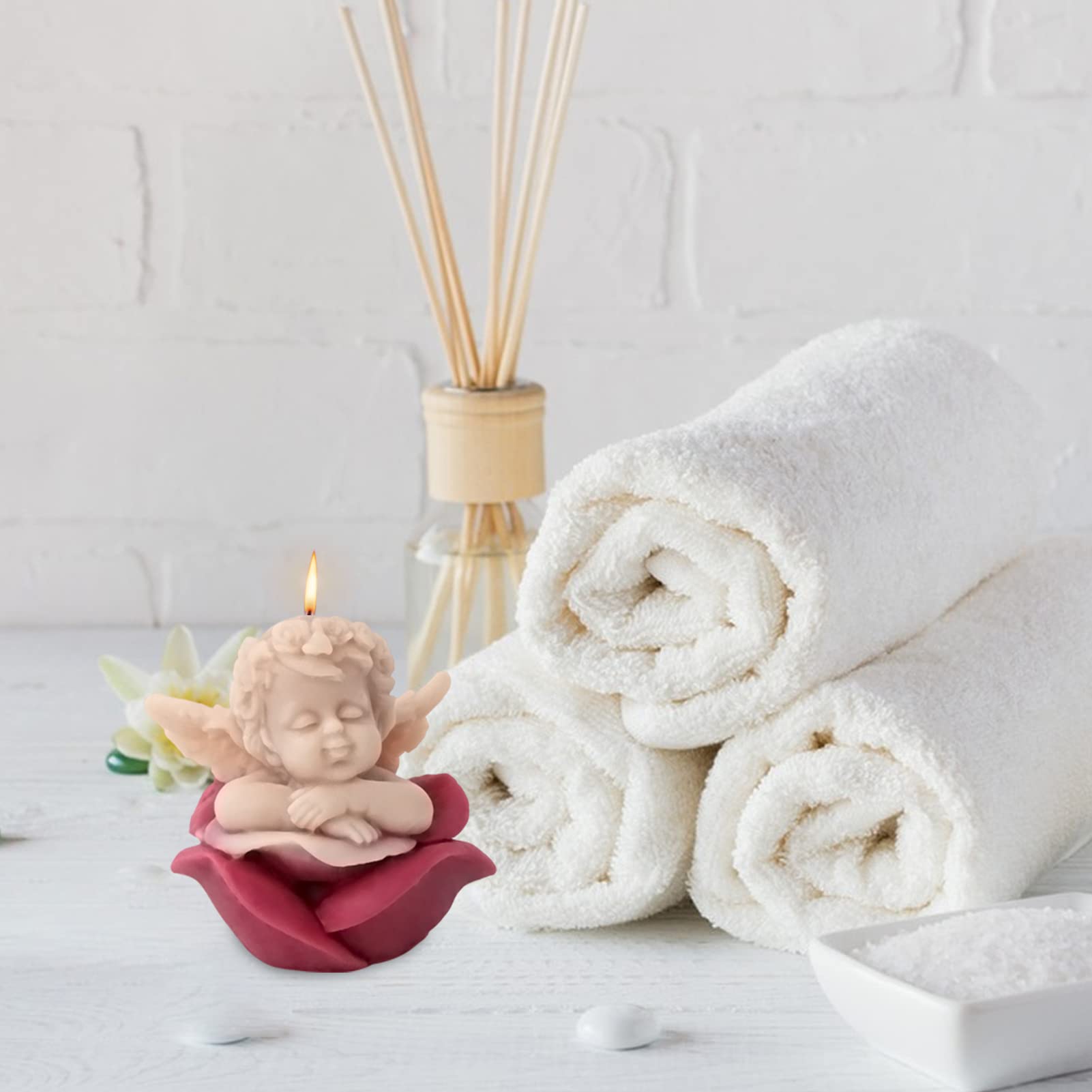 Moule Cire Gaufrée Gusengo Moule En Silicone En Forme D'ange, Moules U00c0 Bougies Ange En Silicone Pour La Fabrication De Bougies, 3D Ange Bricolage Moules En Ru00e9sine U00c9poxy Cire Gaufrée Dadant