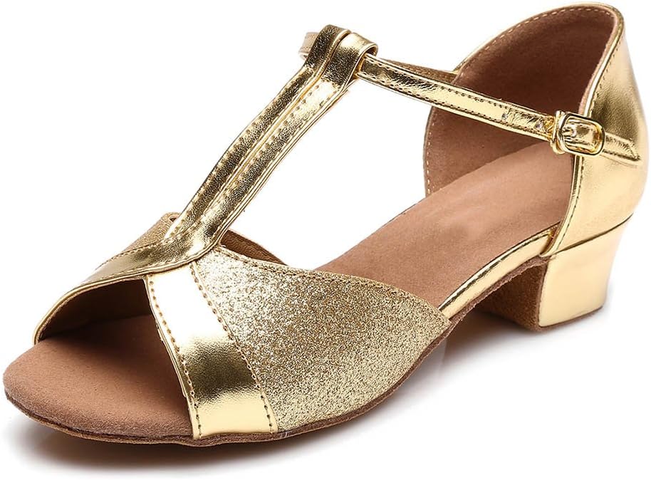 AOQUNFS Toddler Girls Latin Dance Shoes Low Heel Kids Salsa Ballroom Tango Dance Shoes,605