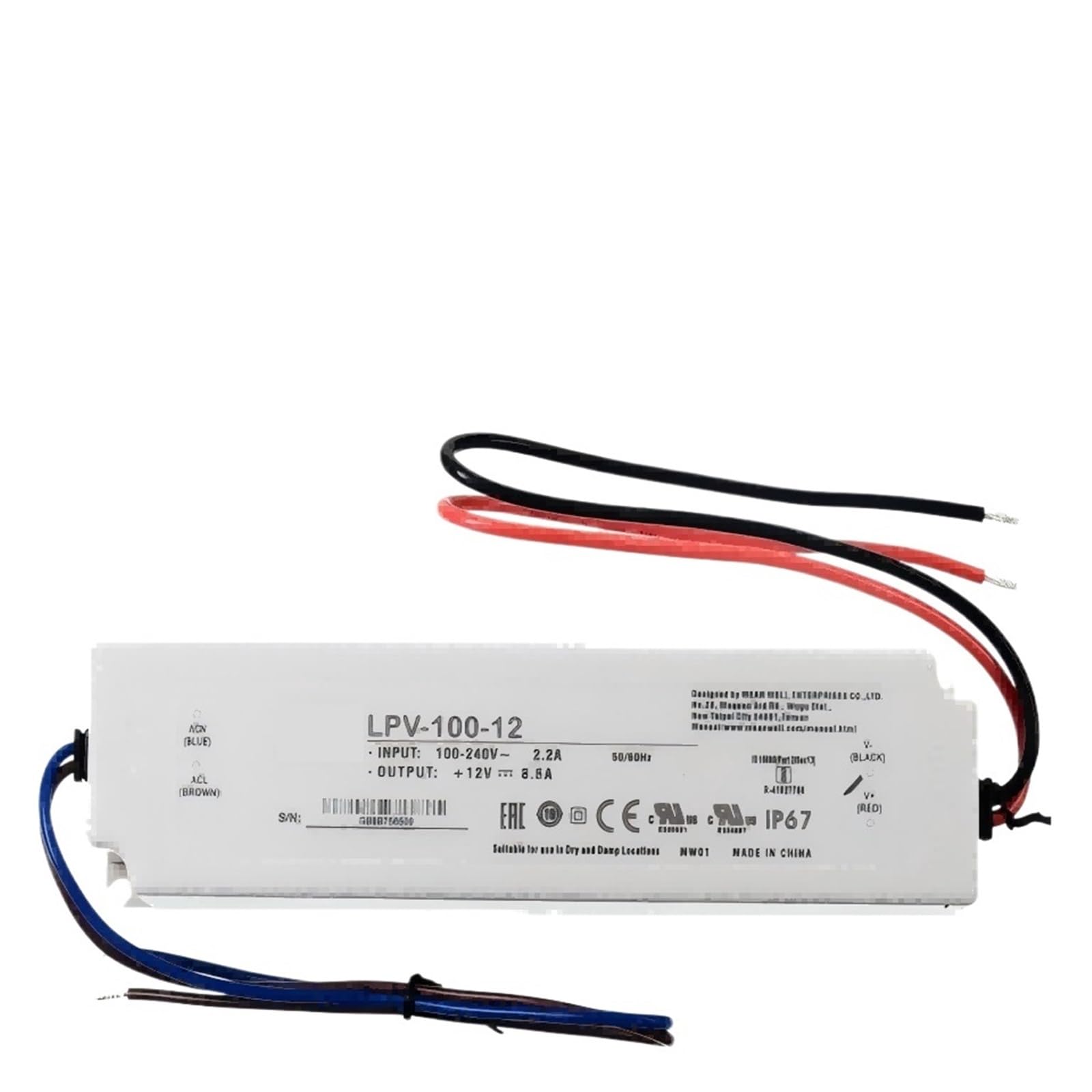 XDDQWSWA 100W Single Output Switching Power Supply LPV-100-5V LPV-100-12V LPV-100-15V LPV-100-24V LPV-100-36V LPV-100-48V(LPV-100-48)