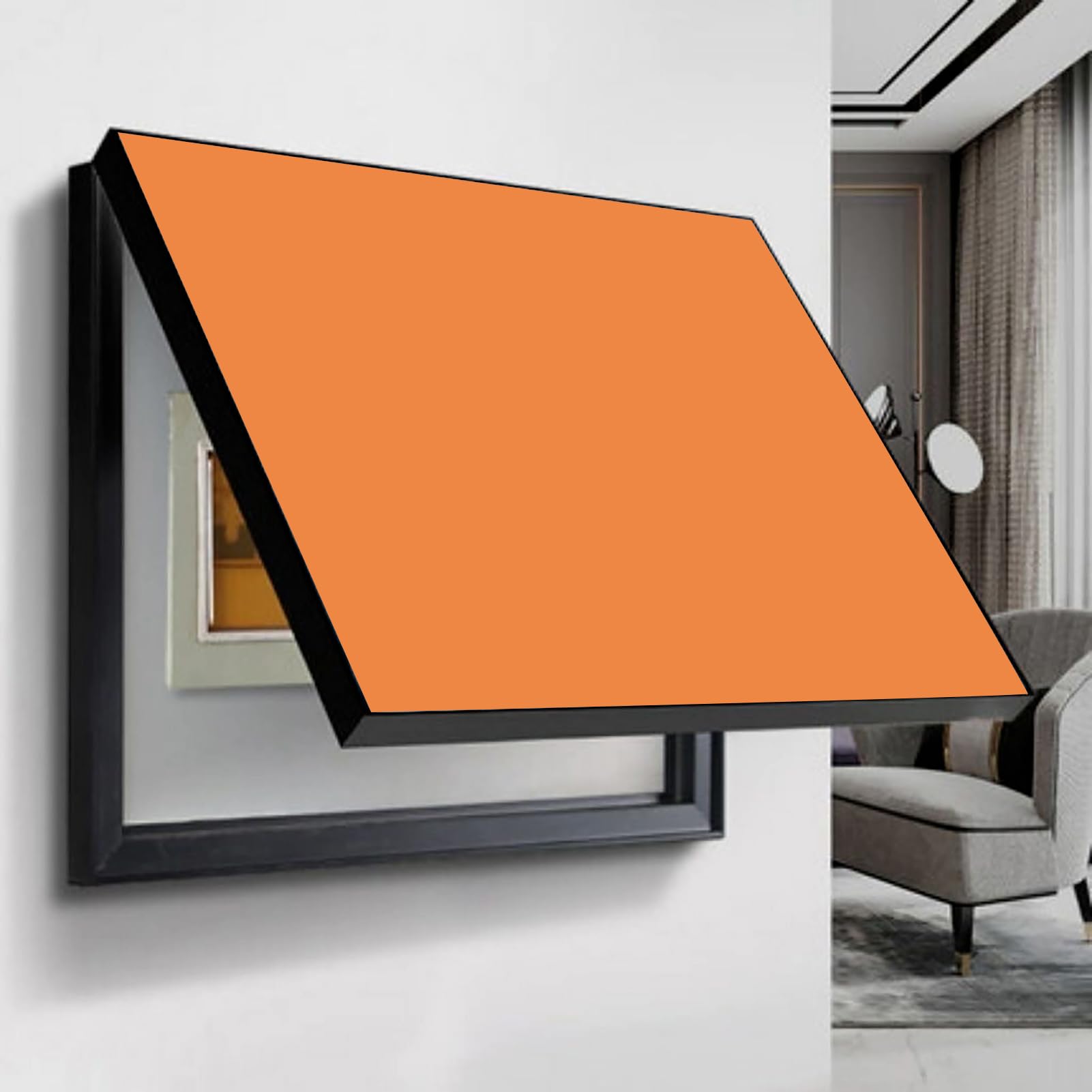 Cache-boîte à fusibles orange 60x40 cm pour compteur électrique mural
