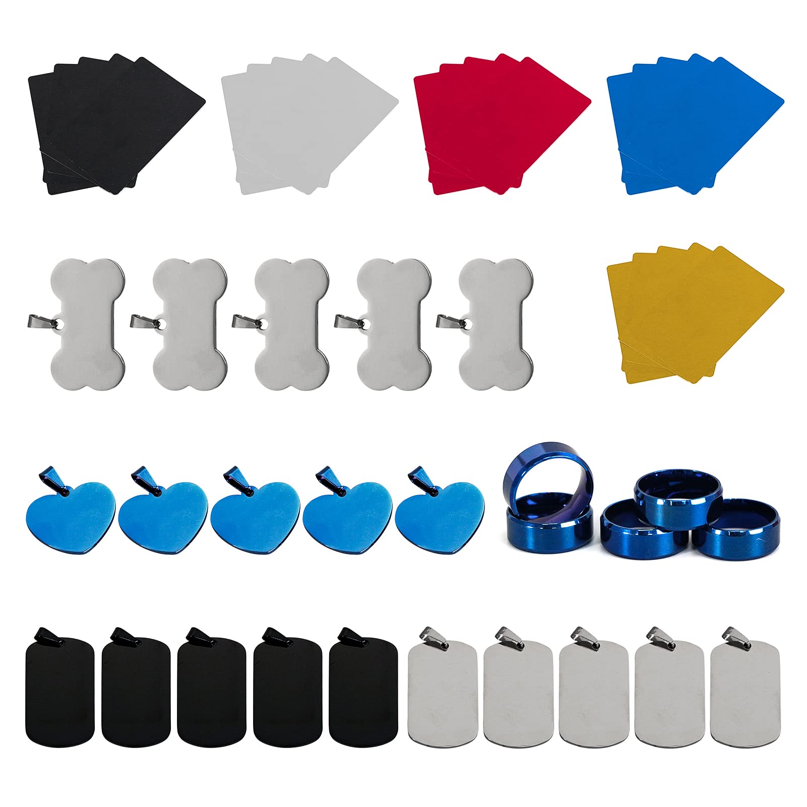 ComMarkerLaser Engraving DIY Cards,Aluminum Business Card Blanks,Multicolor Metal Blank Sheets 86mmx54mmx0.5mm