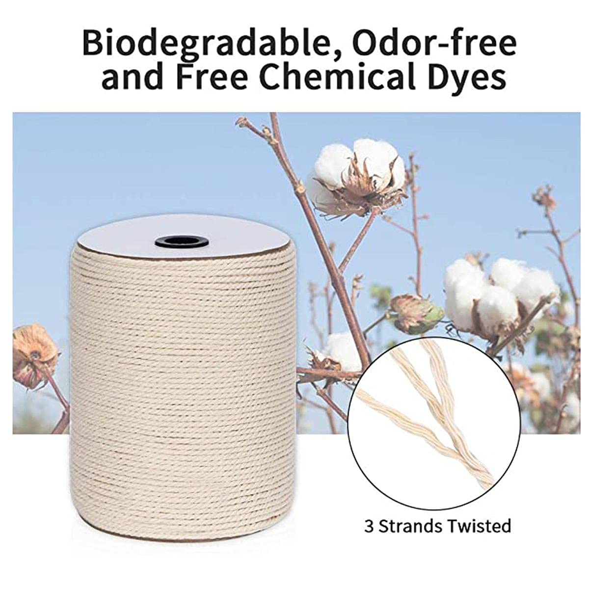 3mm x 300m Corde de Coton Multi-usages créatif Bricolage brins de Corde de Coton Cordon de Coton macramé torsadé pour l'artisanat de tenture Murale-Chine,3MMX300M