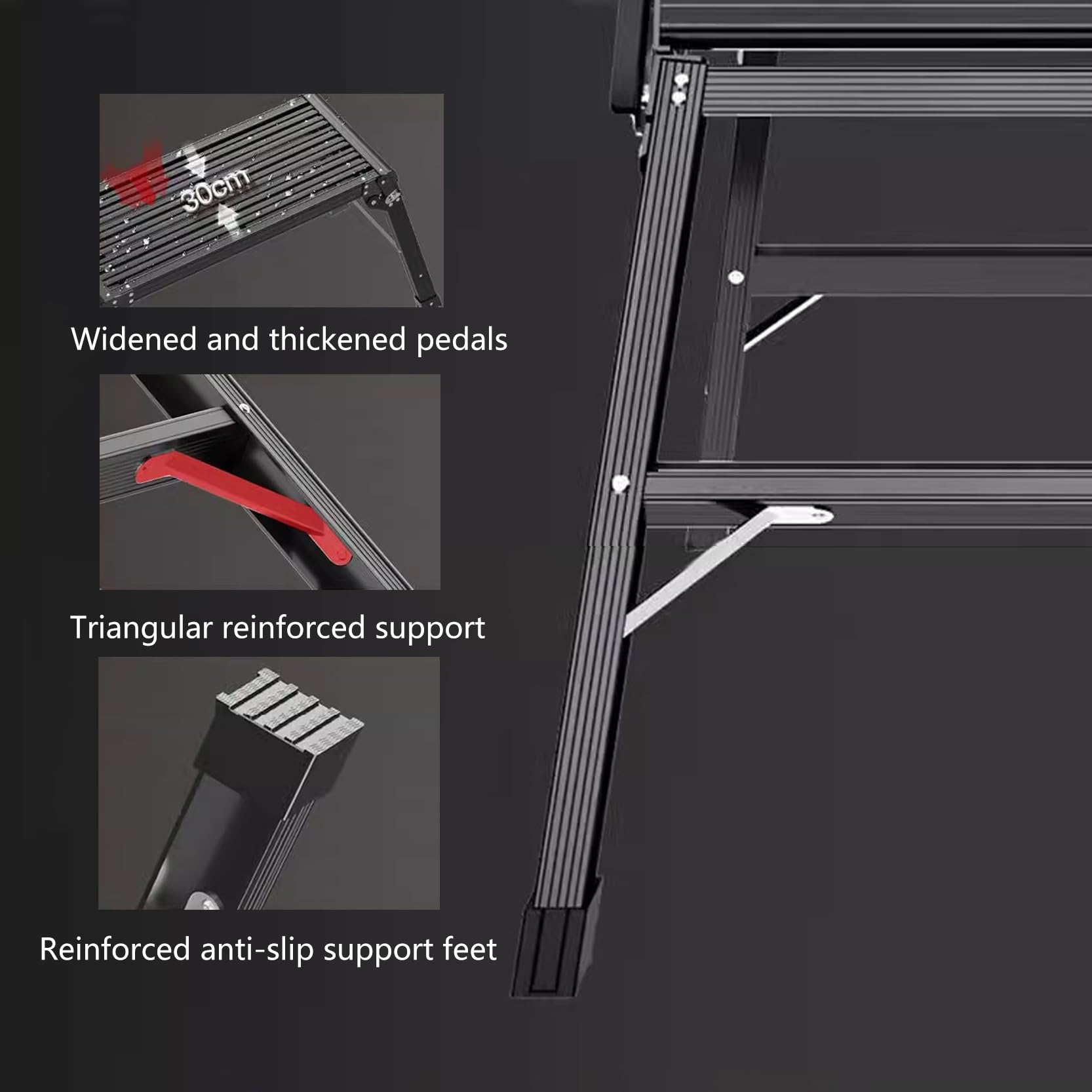 Drabina 150 kg platforma robocza, duża składana aluminiowa drabina schodkowa 75 cm, przenośna platforma rusztowania, krzesło domowe, wytrzymały stołek schodkowy
