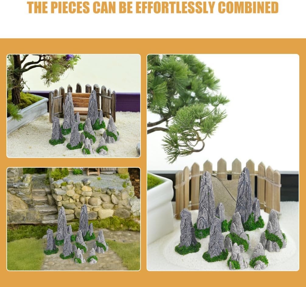 DOITOOL 16 Pcs Mini Rockery Ornaments, Bonsai Zen Garden Decorations