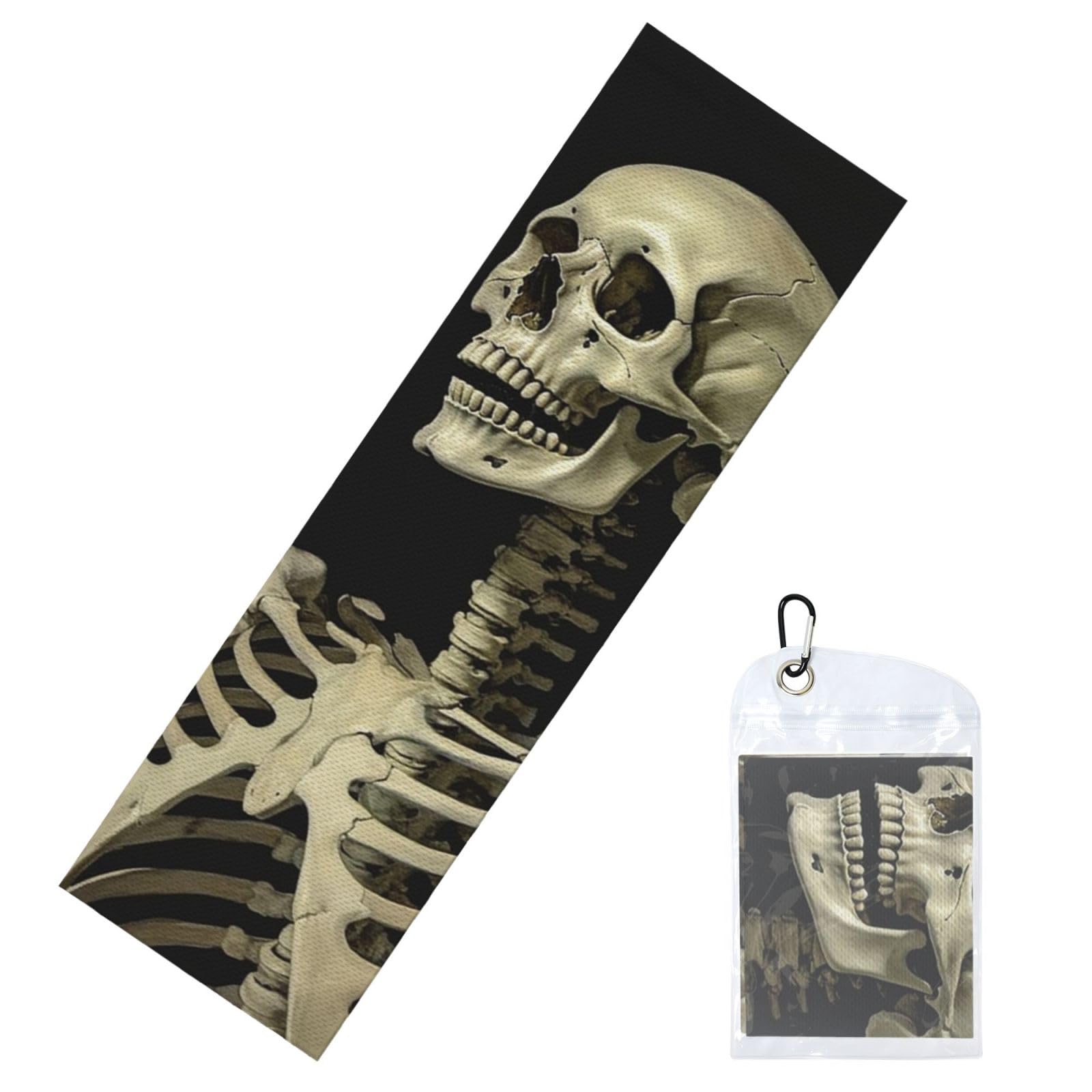 DWVTSLH Cooling Towel for Neck and Face, A Skeleton Ice Towel for Hot Weather, Soft Microfiber Chilly Towels with Waterproof Bag & Carabiner, Breathable Workout Towels 40"x12"