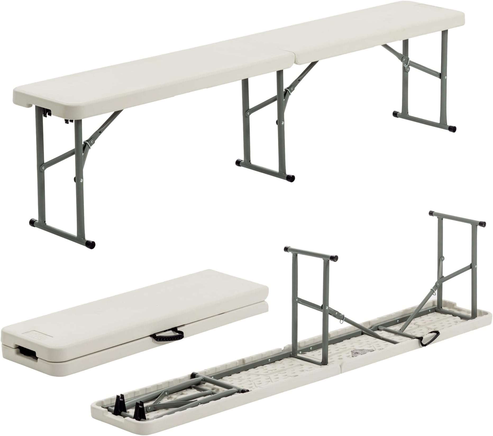 Harbour Housewares Folding Garden Benches - 6ft (180cm) - Pack of 2 - Heavy Duty Folding Utility Bench Easy Store Indoor Outdoor Patio Seating for Outdoor Events, Camping Picnic, Arts and Crafts