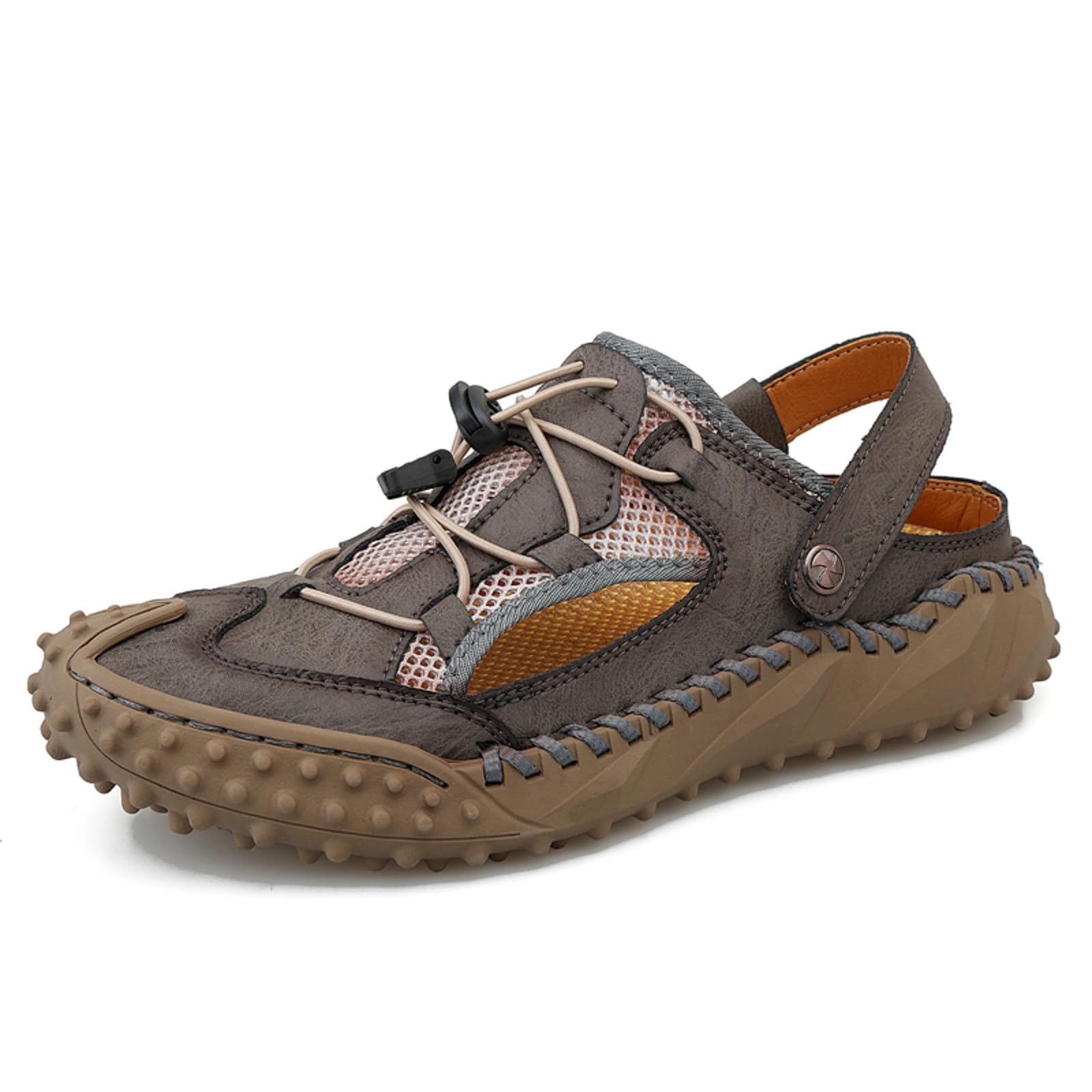 Sandalias Trekking Hombre Suela de Goma Cuero con Bandas Ajustables Zapatillas Deportivas Moderno Abiertas Transpirable Chancla Zapatilla Calzado Flexible para Casual Senderismo Deporte