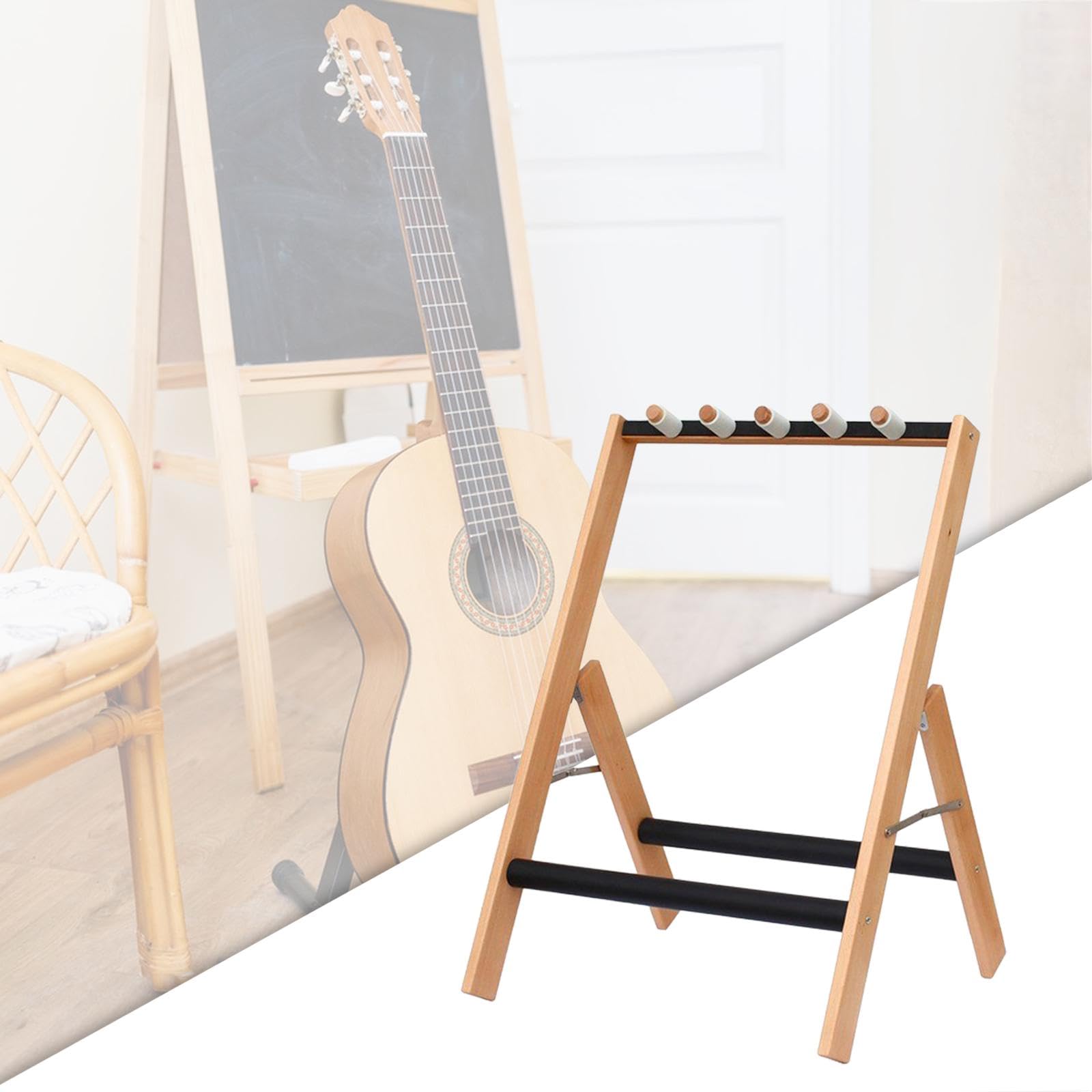 Gitarrenständer für Mehrere Instrumente, Klappbar, Aus Holz für E Gitarre Und Bass, Halte 3 Gitarren