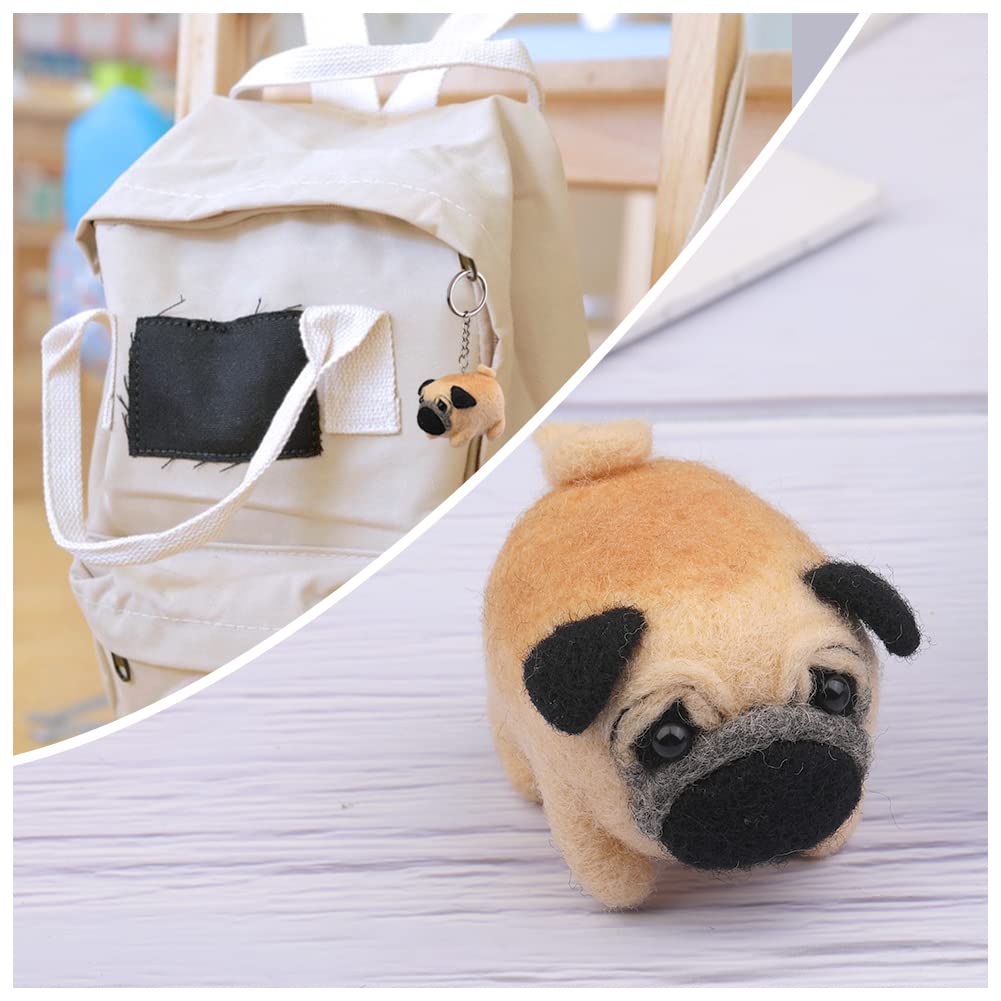 QMNNMA Nadelfilz-Kits für Anfänger, Mops-Wollfilz-Set