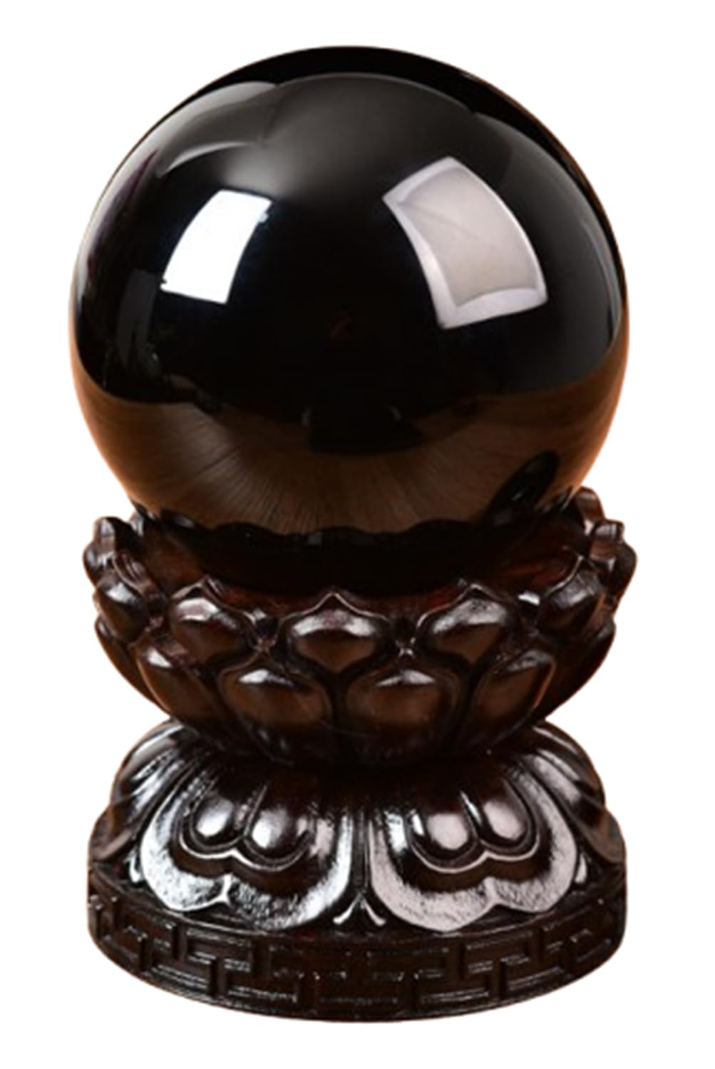 NHDVDVAV Black Obsidian Gemstone Sphere with Stand,Natural Crystal Ball Ornament for Healing Meditation Chakra Balancing and Home Decoration,1.57"(4cm)