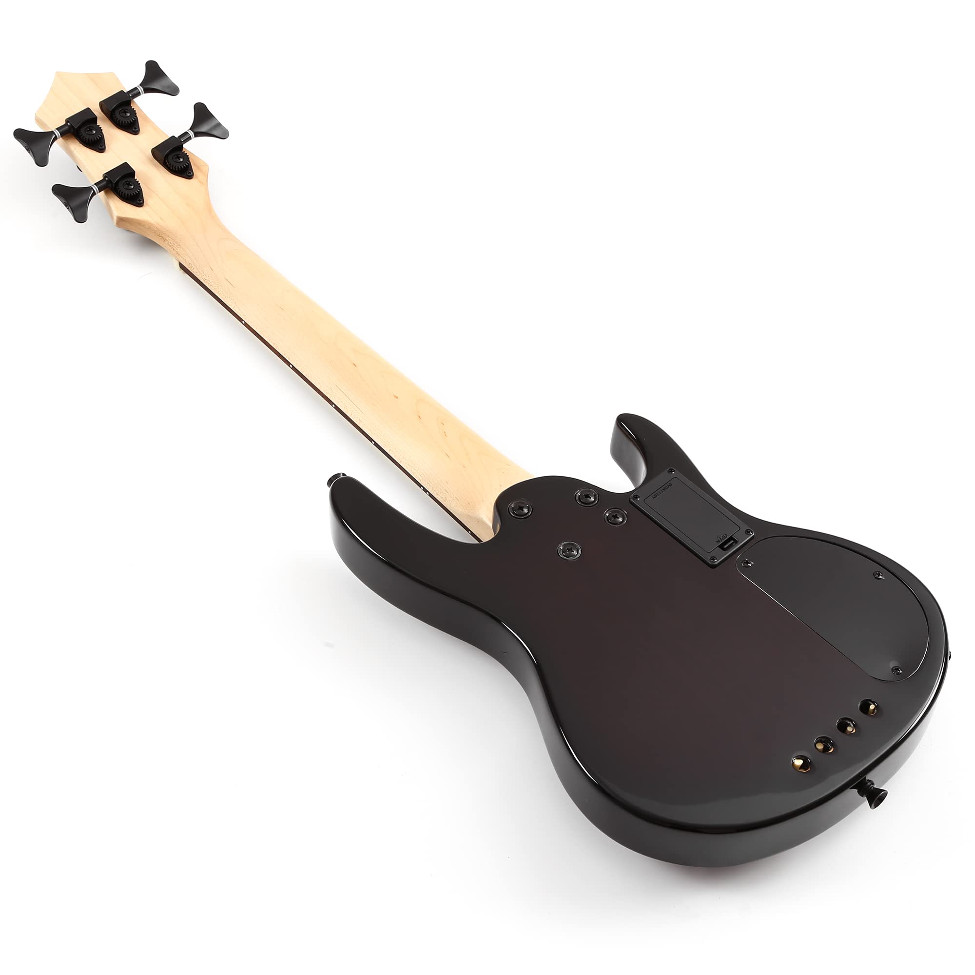 Batking Ukelele bajo con trastes de 4 cuerdas, bajo eléctrico Uku con bolsa de concierto (mano izquierda negra)