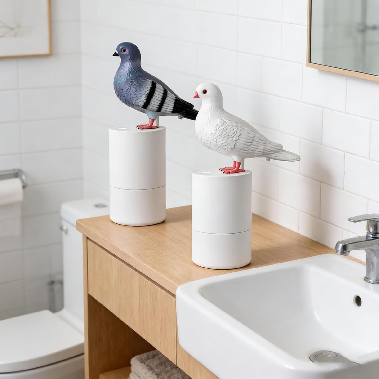 Dirty Bird Soap Dispenser, Lustiger Berührungsloser Vogel-Seifenspender, Automatischer Seifenspender, Induktions-Schaum-Handwaschspender, Flüssigseifenspender für Küchen, Badezimmer (Schwarz)