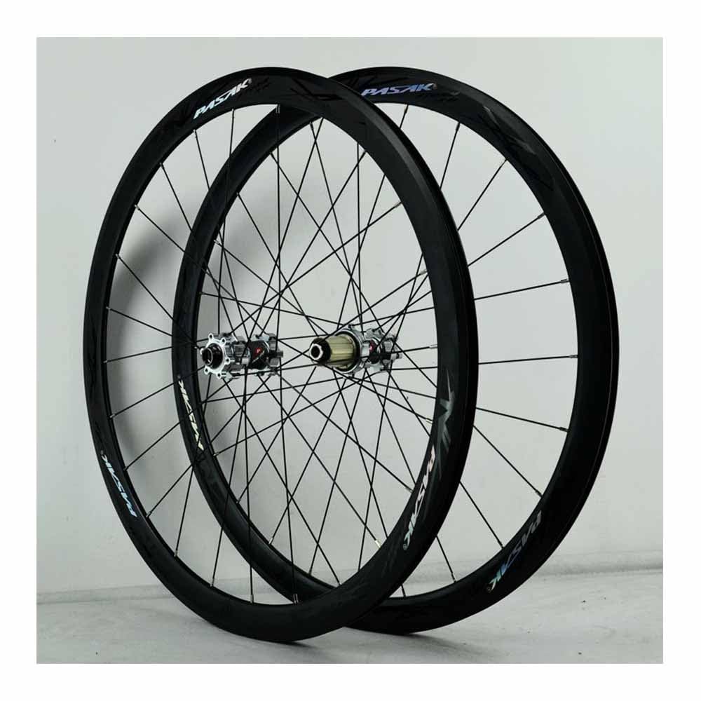 Juego De Ruedas De Bicicleta De Carretera De Ciclocross 700C Ruedas De Eje Pasante 15 * 100/12 * 142mm, Llantas De Doble Pared 40mm, Freno De Disco + C/V, 7-12 Velocidades