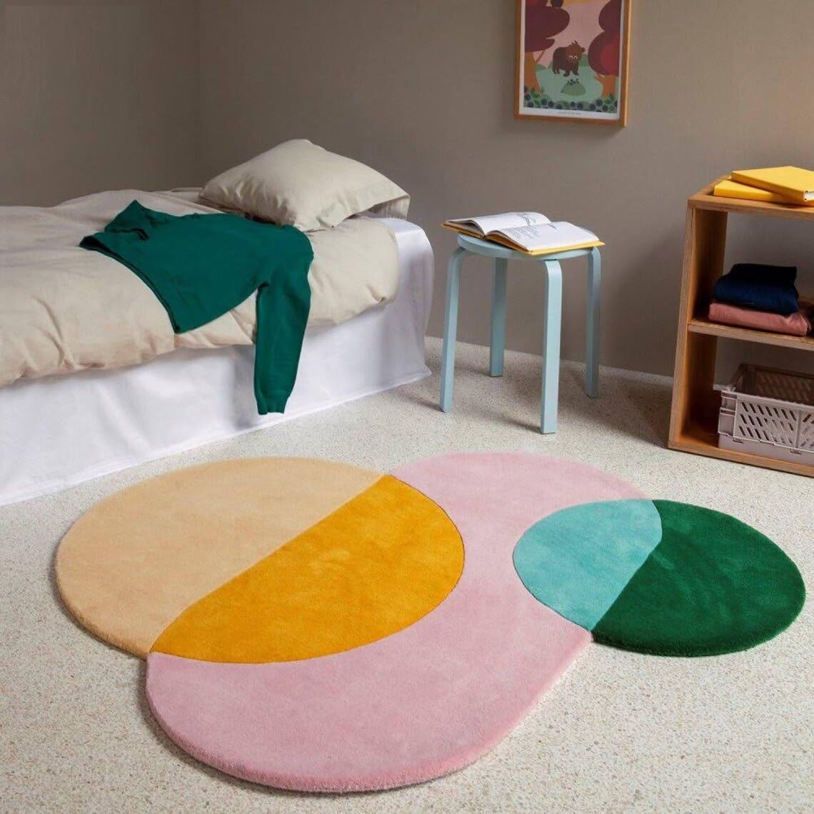 Geometric Circles Irregular Shape, Hand-Tufted 100% Wool Export Quality Handmade Carpet for Bedroom Living Room Kids Room Anywhere Else Size: 4x4, 5x5, 6x6, 8x8, 10x10,etc.