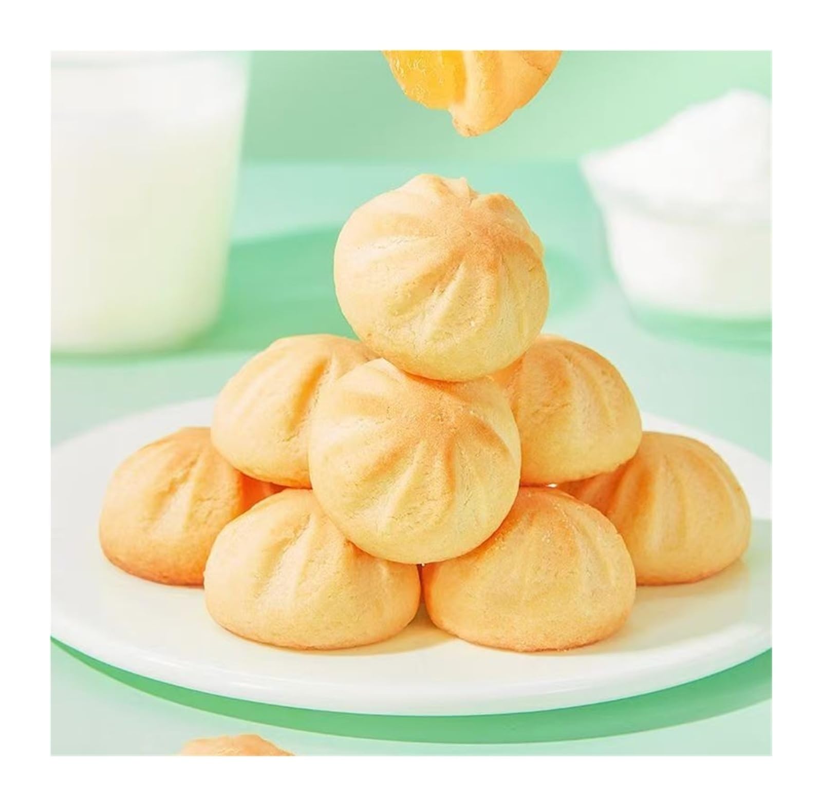 Galletas suaves de volcán con leche de coco, 100 g, suaves, masticables y ricas en sabor a coco, el refrigerio perfecto for el té de la tarde(3pcs)