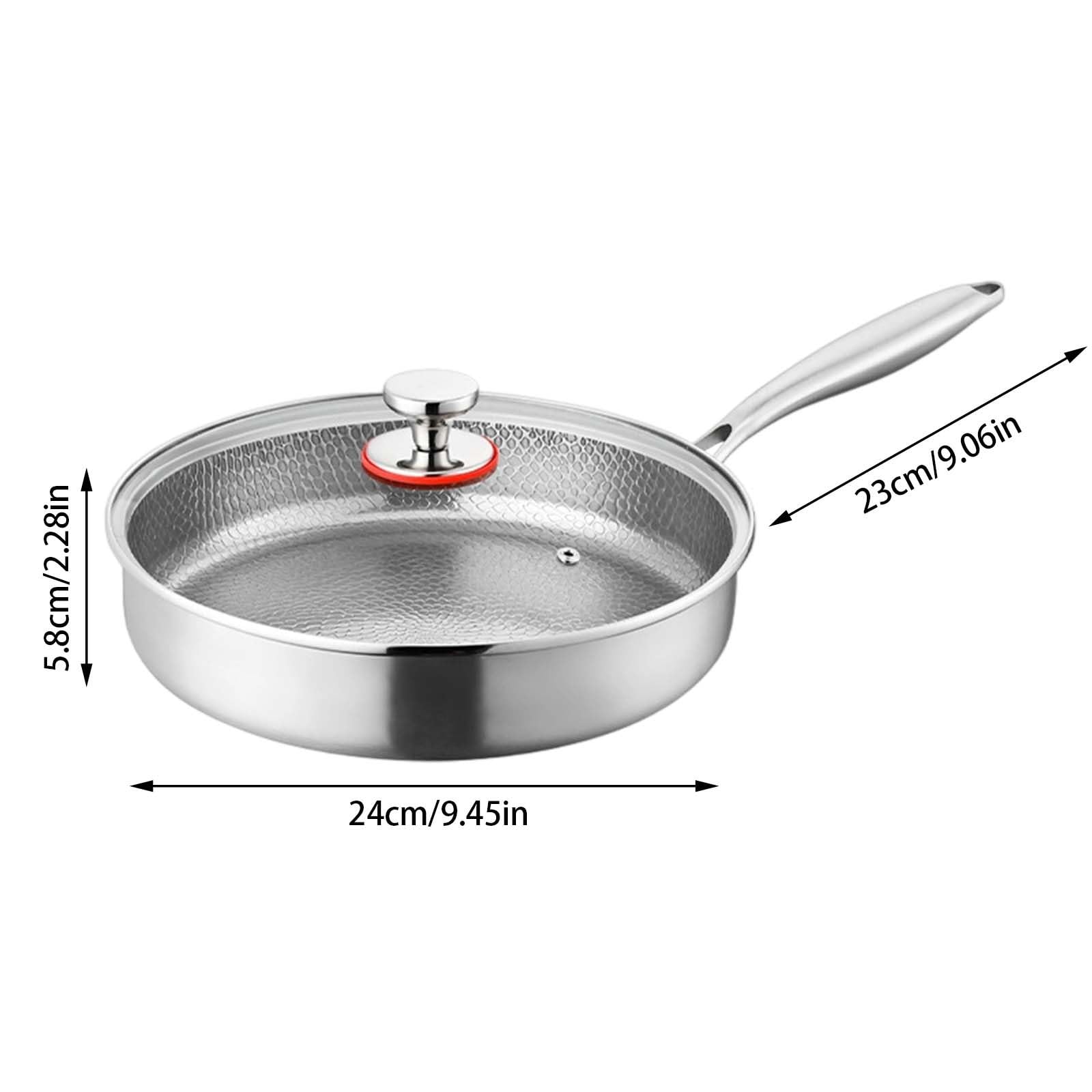 Titanium Hammered Pan Pro mit Deckel, Antihaft-Bratpfannen, Bratpfanne mit Deckel, kratzfeste Beschichtung, kompakt und leicht, für Induktionskochfeld, Camping, Kochen (24 cm)