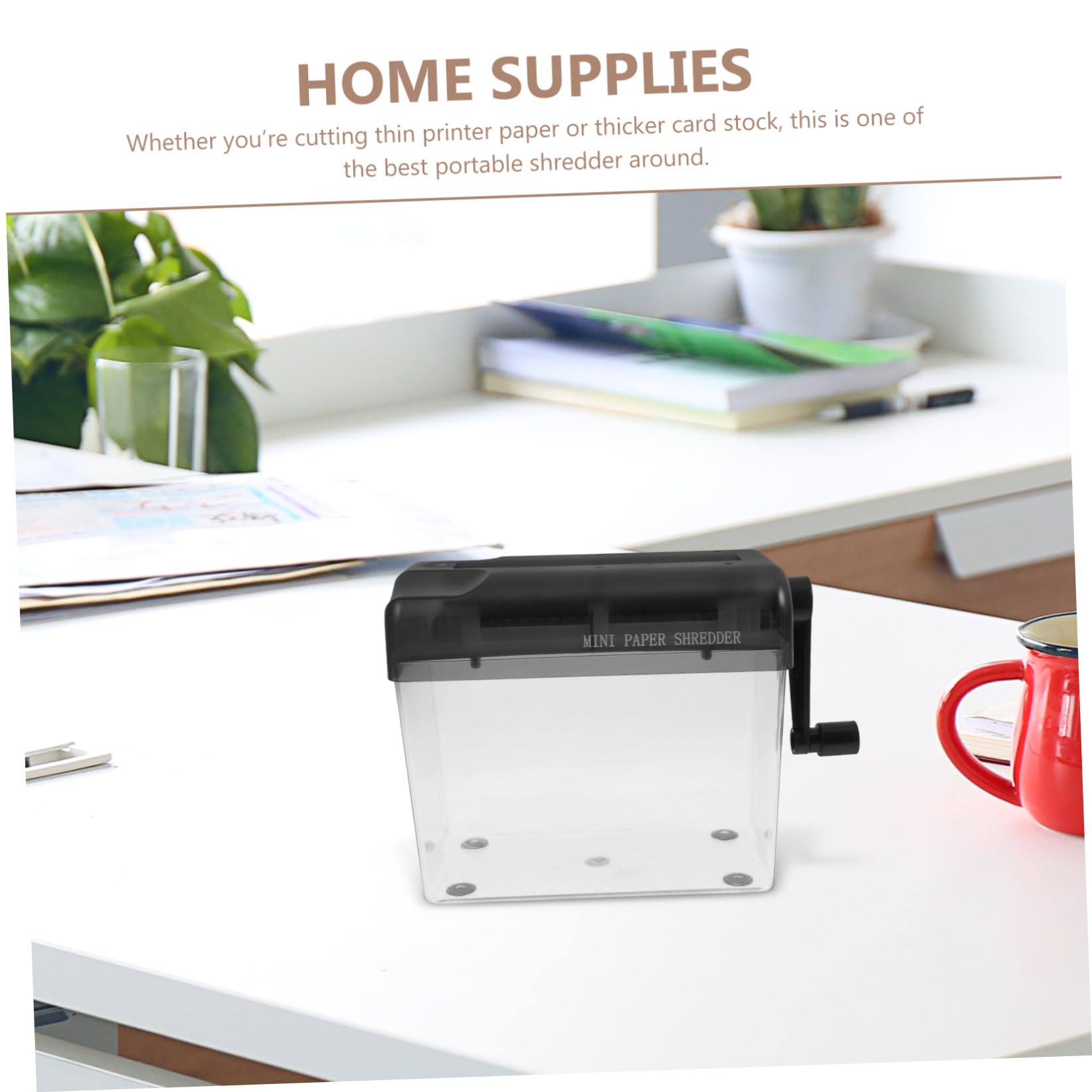 HOMSFOU Destructeur de Papier Manuel Broyeur Portable Anti-Usure Noir en ABS et Acier Inoxydable pour Bureau et Activités Artistiques, pour Enseignants