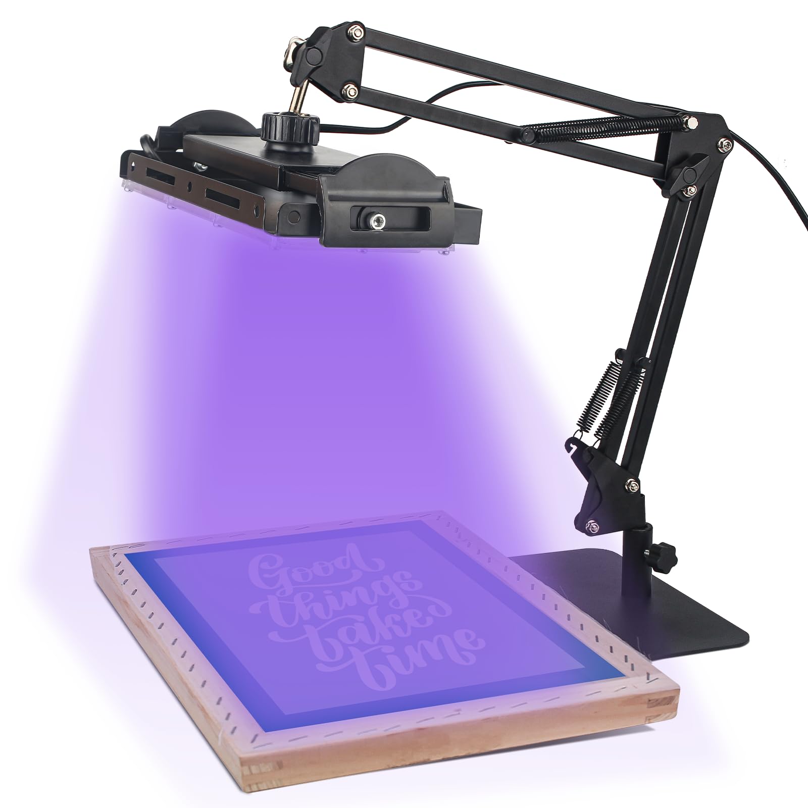 Unità di esposizione UV da 50 W per serigrafia con supporto regolabile e ampio ripiano superiore, lampada UV per kit serigrafia, kit emulsione fotografica e cianotipi