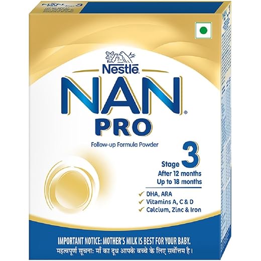 NAN PRO Stage 3 Follow-Up Formula Milk Powder For Babies (After 12 Months Upto 18 Months), With Dha-Ara, 400g Bag-In-Box Pack, Infant
