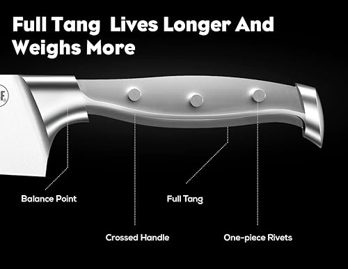 Miniatura 5 de BRODARK Juego de cuchillos de cocina con bloque, juego de cuchillos de chef profesional de espiga completa de 15 piezas con afilador de cuchillos,