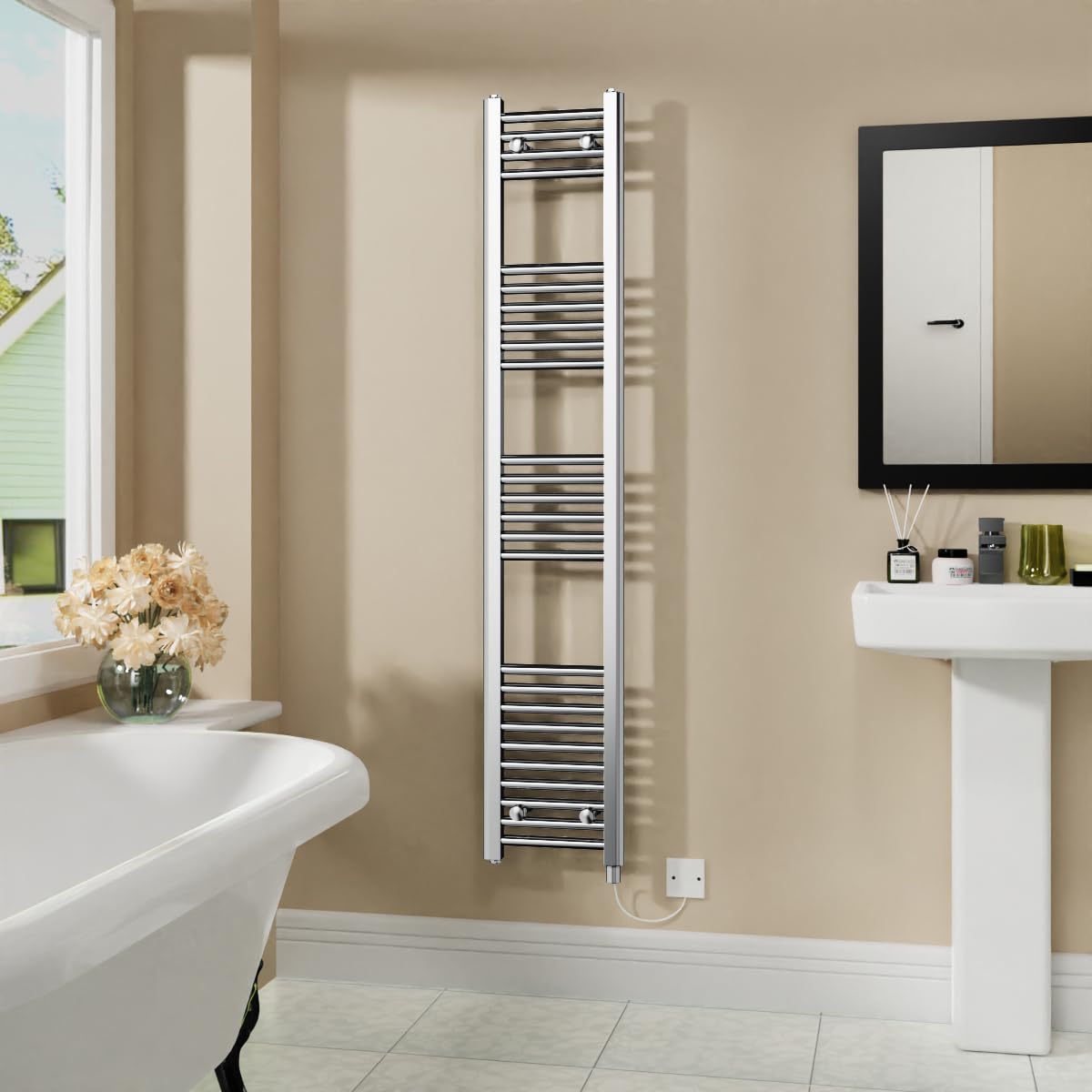 Warmehaus 800W Electric Heated Towel Rail Radiator Chrome - 1600x300mm