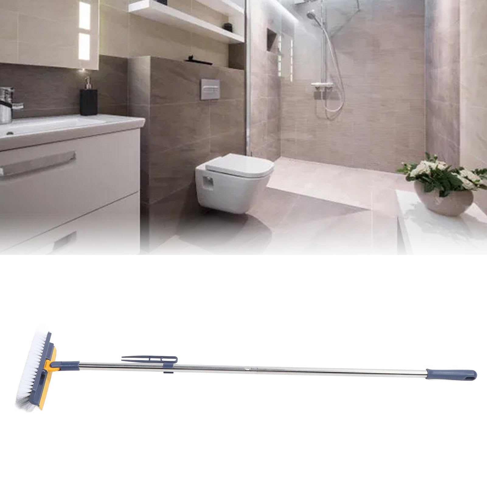 Attrezzo Pulisci Fughe Spazzola Per Pavimenti Con Manico Lungo 137 Cm, Setole Rigide 2 In 1 Per Doccia Con Lavavetri, Pulisce Cucina, Parete, Piastrelle, Malta, Vasca E Tappeti, Spazzola Scopa Per Garage