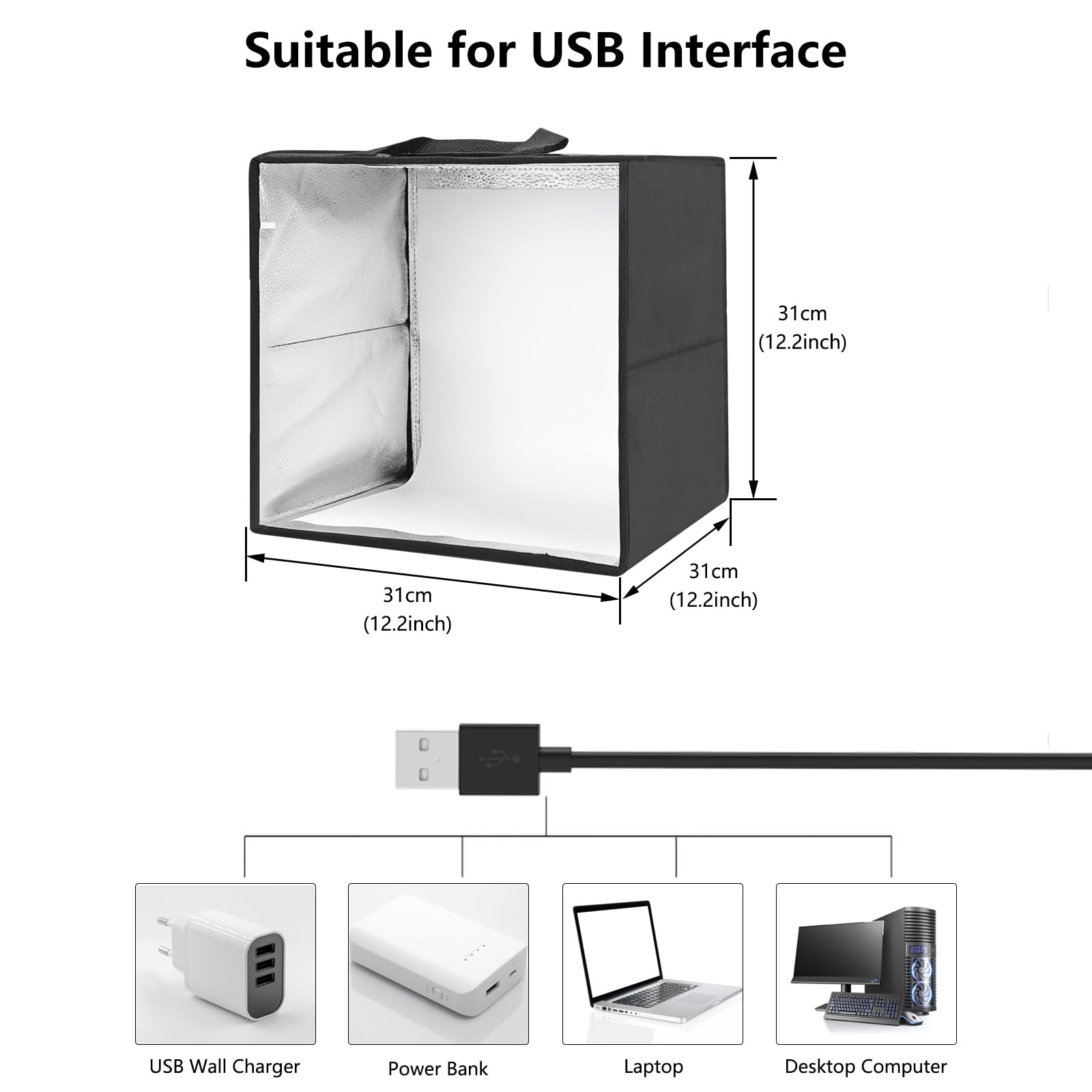 LUXCEO Boîte à Lumière de Studio Photo 12 Pouces/30 cm Photo Portable Boîte de Tente de Tir Pliable,avec LED Lumière Dimmable Blanche/Douce/Chaude et 6 Toiles de Fond pour Photographie Produits Bijoux