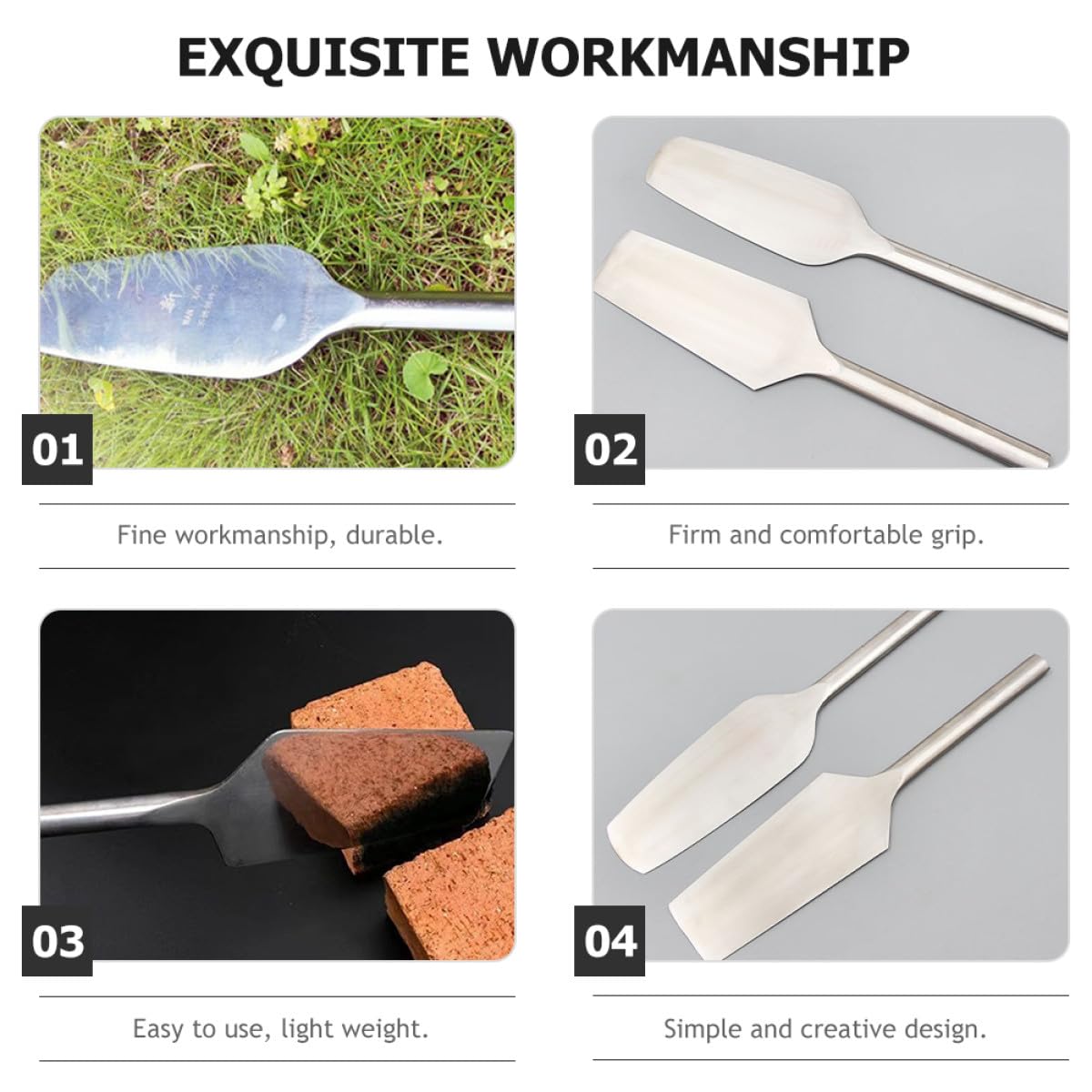 Healeved Cazzuola in Acciaio Inox per Muratura Manico Ergonomico, Strumento per Finitura Angoli per Decorazione Quotidiana e Lavori Edili