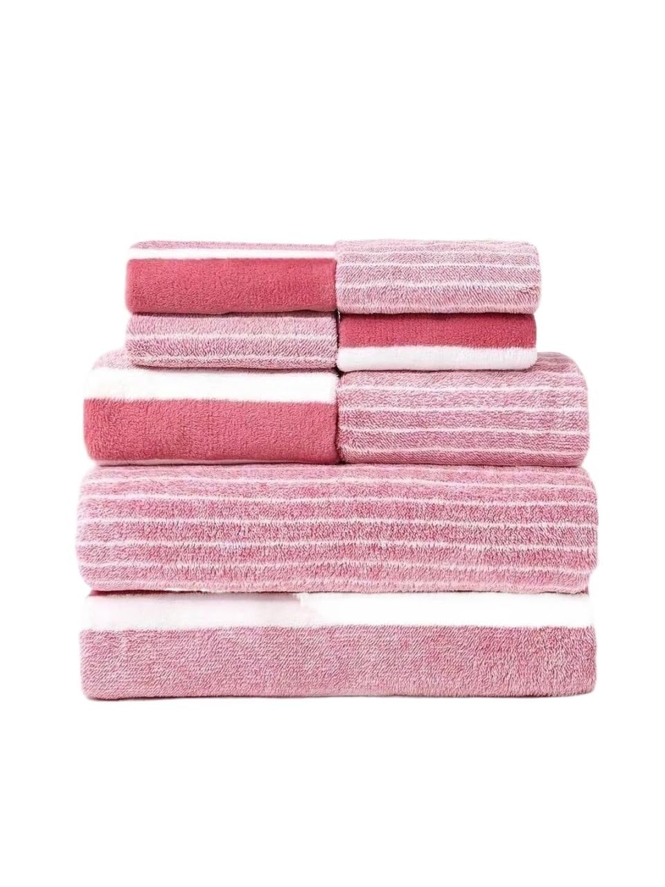 WSQHAO Microfiber Towel Set - Includes 2 Bath Towels, Hand, And 4 Face Towels; Quick-drying And Absorbent for Shower(Pink)
