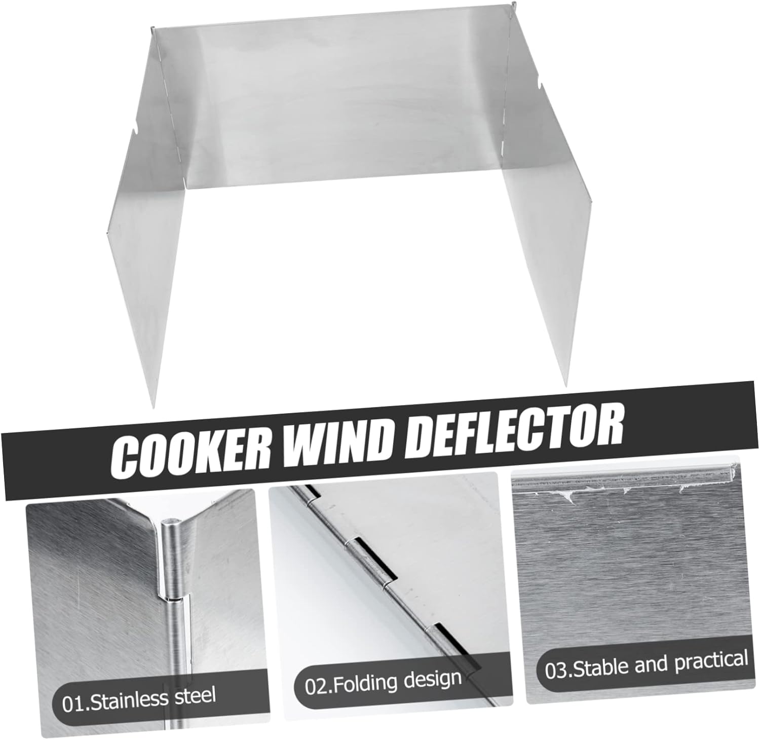 Folding Windscreen for Camping Stove Fire Pit Cover Easy-clean Stainless Steel Wind Board