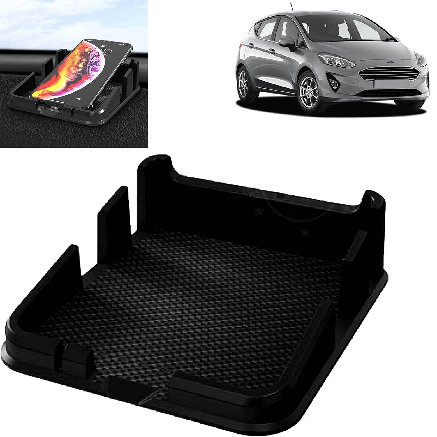 Aksmit 3R-2160 Car Multi-Functional Dashboard Carrying Organizer Storage Mat, Cell Phone Holder for Fiesta