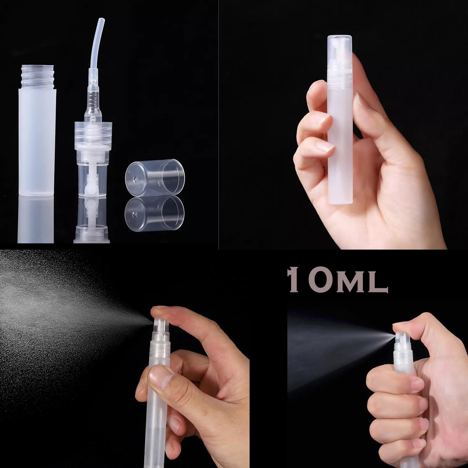 Set Borsa da Toilette Trasparente e Bottigliette da Viaggio per Aereo,4 PCS flaconi da viaggio aereo 100ml & flacone spray vuoto da viaggio, Contenitori Liquidi bottiglie per Shampoo Lozione Cosmetici
