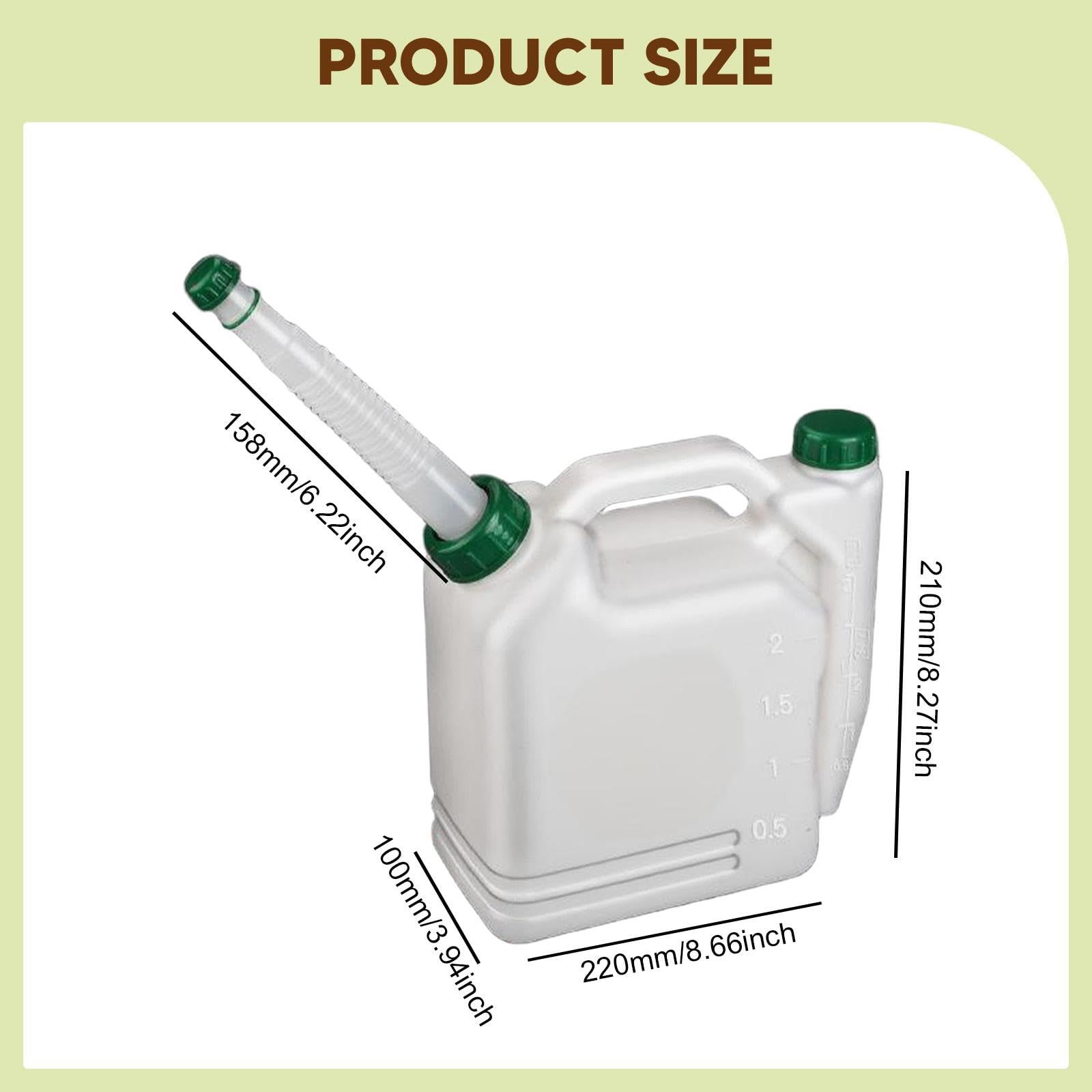 Bouteille de mélange d'huile, bidon d'essence, Moteur 2 Temps, Mesure et Distribution, Pot de Contraste Portable pour débroussailleuses et, 2 L