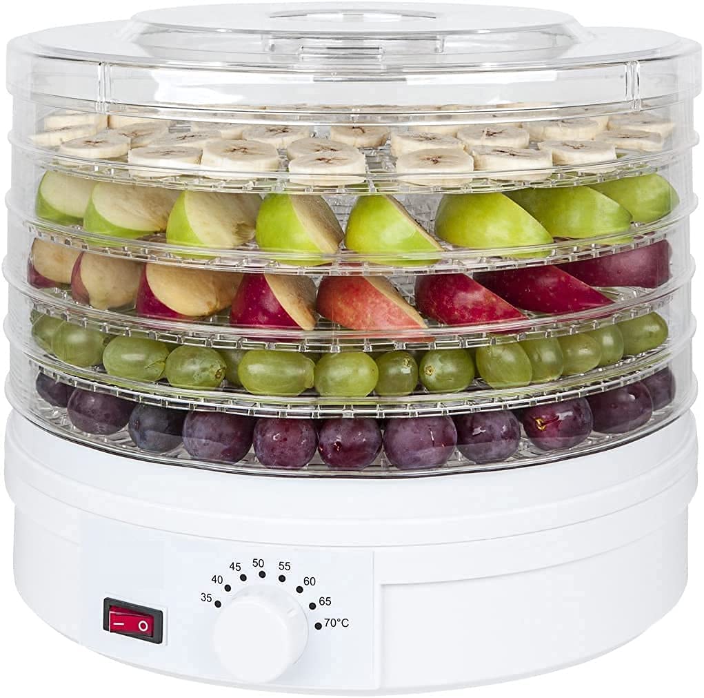 WENGTY Food Dehydrator with 5 Stackable Tray|Fruit Dryer Machine Home|Vegetable,Flower,Meat Beef Jerky Drying (White)