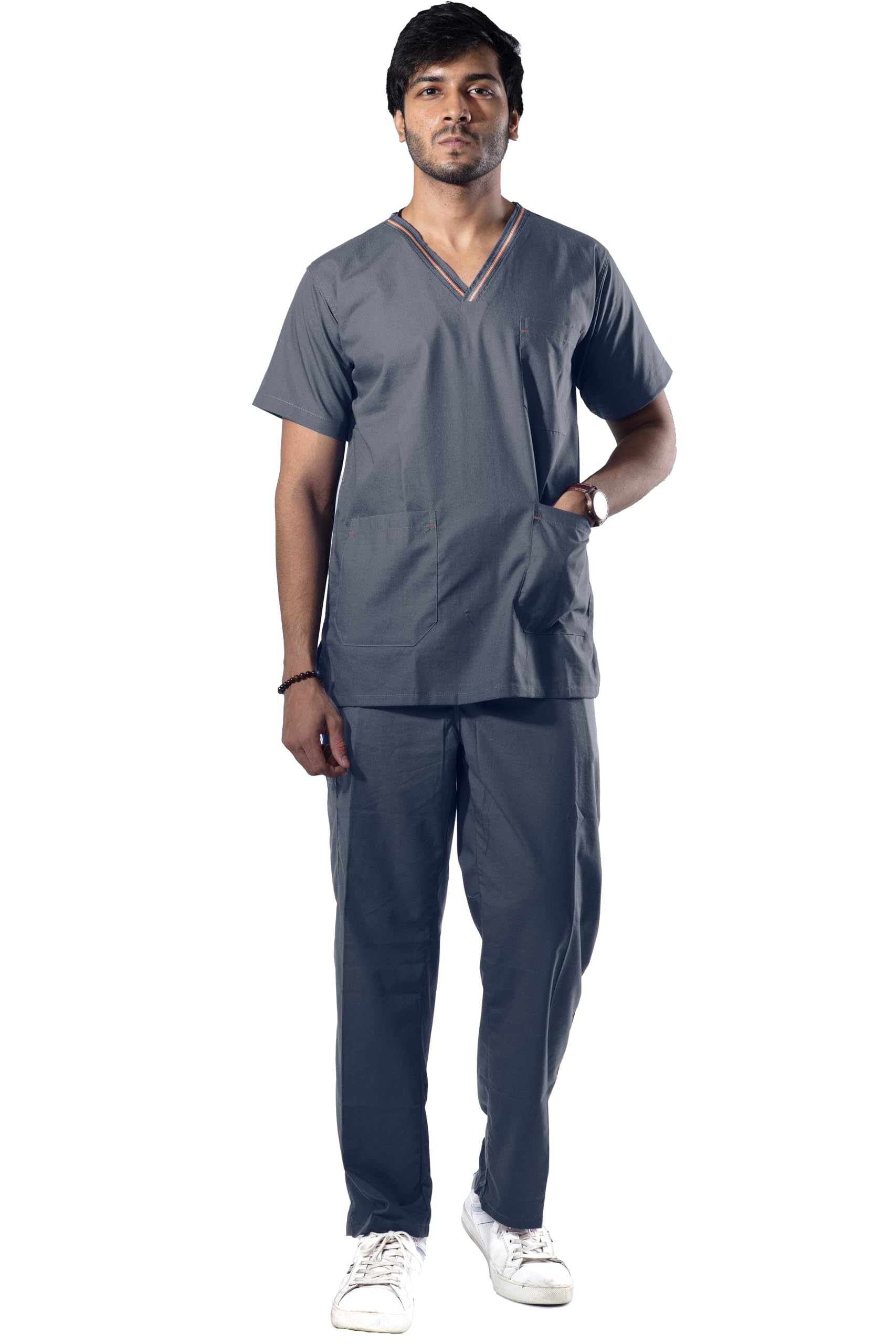 UNIFORM CRAFT Mens Designer Scrub Suit - Ideal for Doctors, Nurses, Dentists and Healthcare Professionals (L, GREY) (B08GBPT58Q) Amazon Price History, Amazon Price Tracker