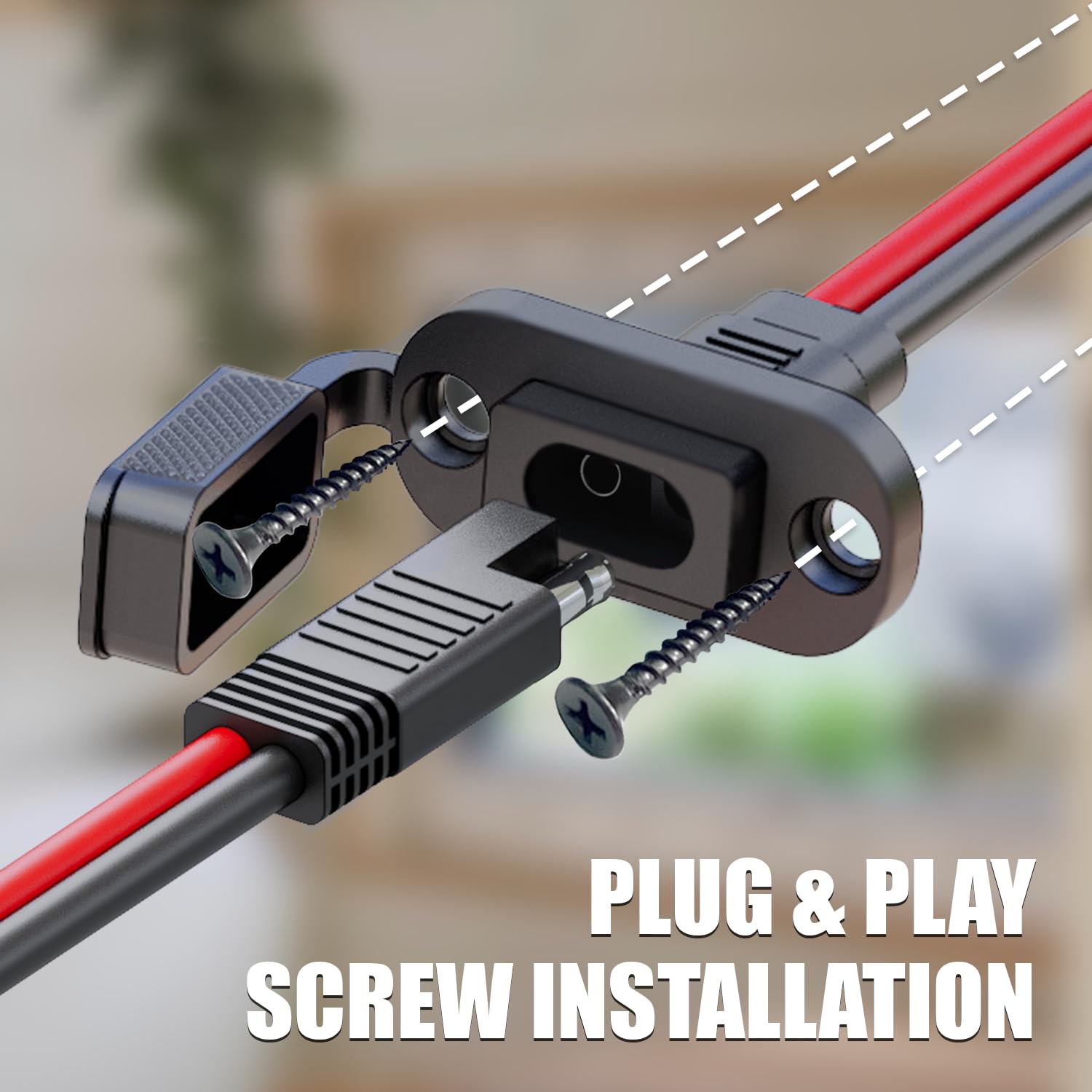 MADCATZ 2 arnés de conector rápido SAE, 2 pies - 10 AWG SAE macho a hembra, montaje empotrado en panel solar para cargador de batería de generador solar (tornillos y adaptadores incluidos)