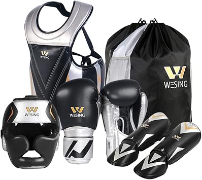 Wesing Boxing Protective Gear for Men Women Set Sanda Kickboxing Gear MMA Muay Thai Boxing Equipment 5pcs Set