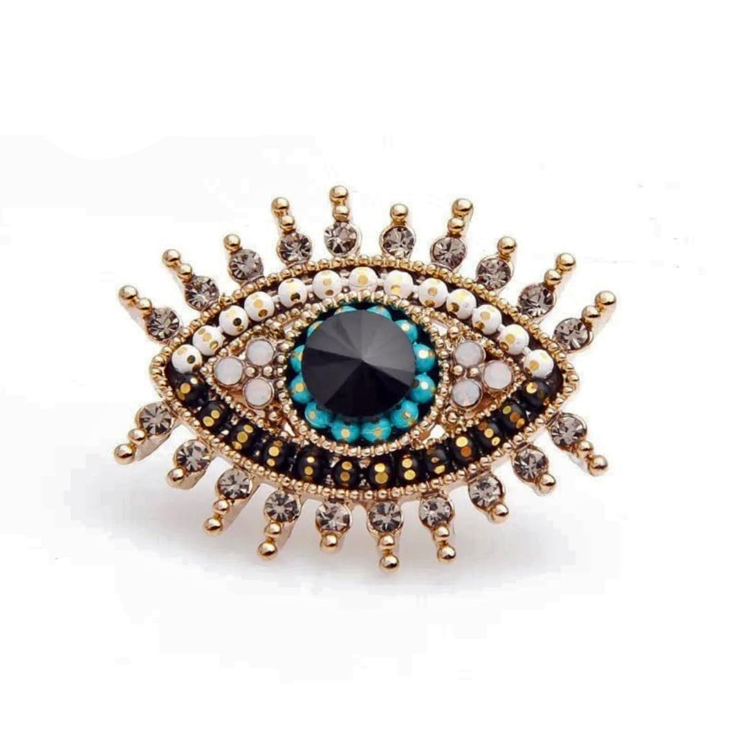 Evil Eye Crystal Brooch Protection Pin Amulet Fashion Charm Lucky Talisman Gift