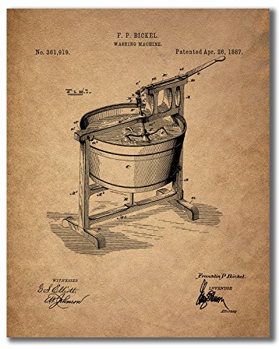 Laundry Room Patent Prints - Set Of 6 (8 Inches X 10 Inches) Vintage Wall Art Decor Photos #TOP2