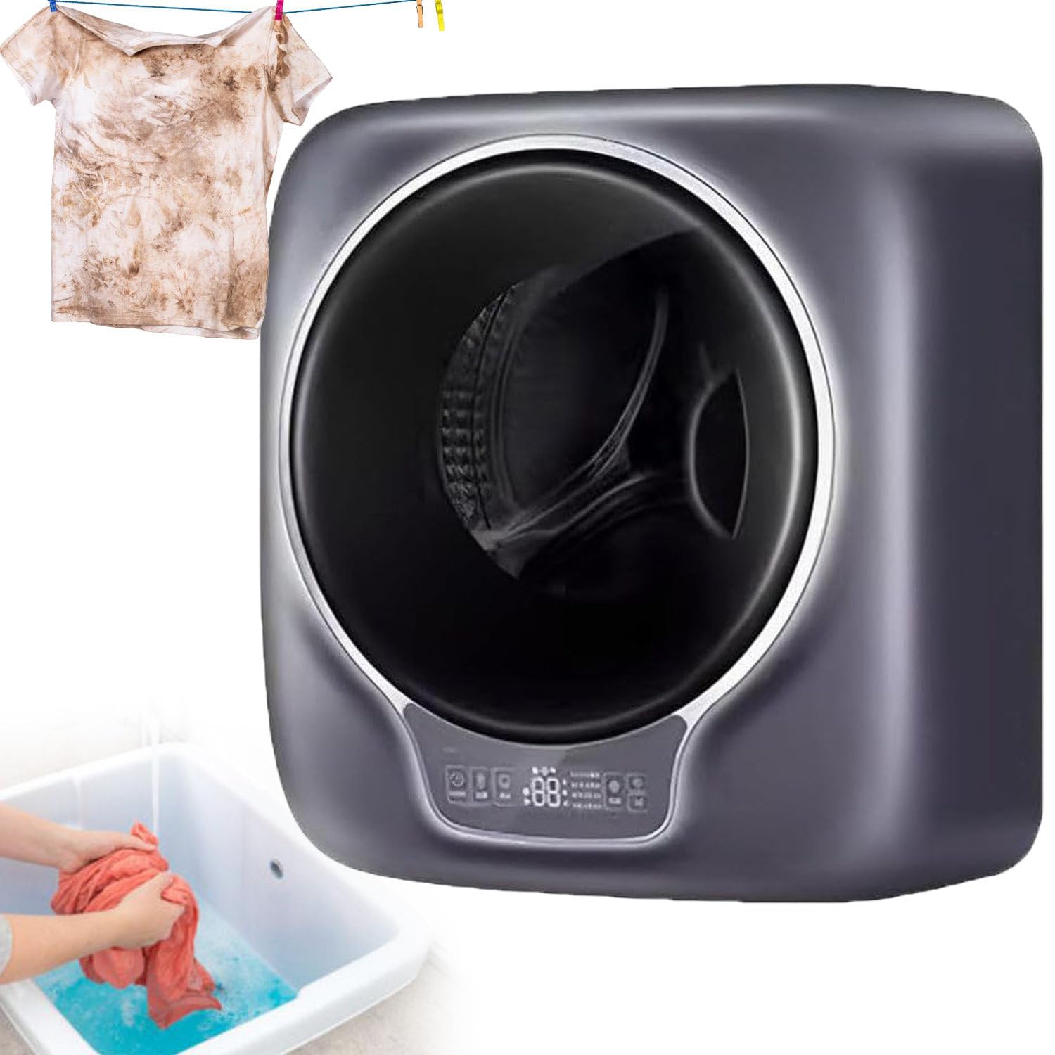 Mini Lavatrice Elettrica A Tamburo Montata A Parete, Lavatrice A Tamburo Frontale Completamente Automatica da 3 kg Montata A Parete, Lavaggio Ad Alta Temperatura/Basso Rumore