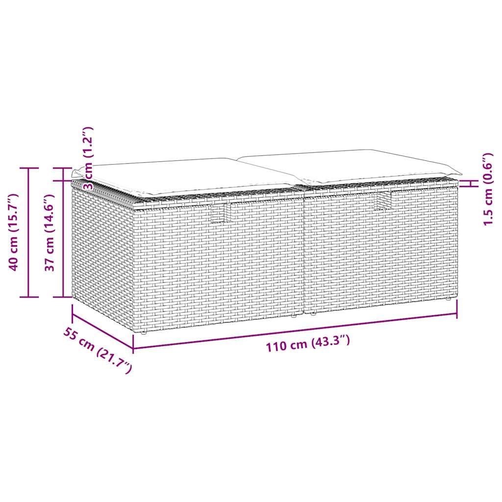 vidaXL Set sofás jardín y Cojines 2 pzas ratán sintético Acacia Beige, Juego de sofás de Exterior, Juego de salón de jardín, Juego de sofás de ratán sintético