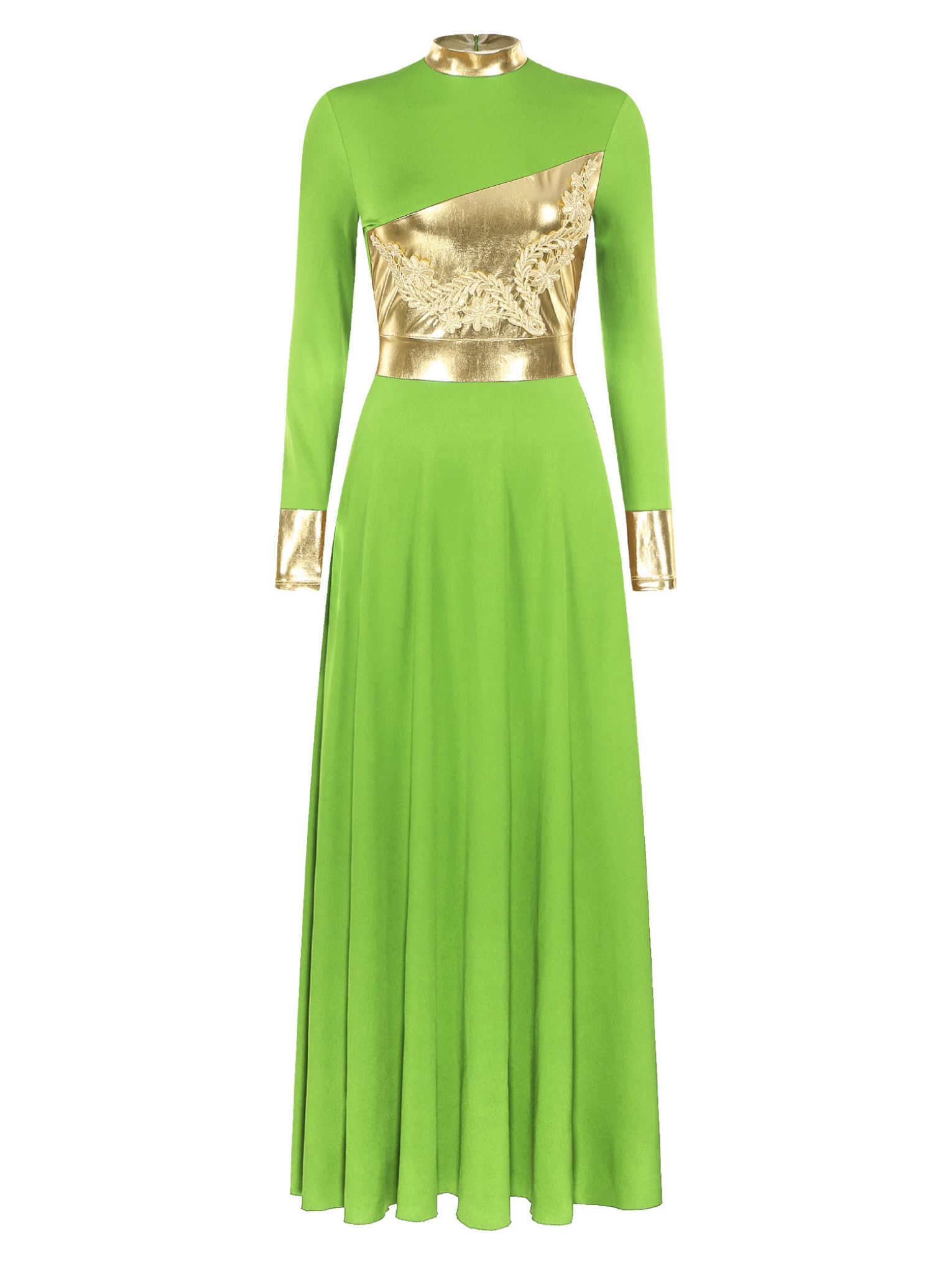 JanJean Women Lyrical Dance Dress Metallic Patchwork Worship Praise Dance Tunic Overlay Applique5# Large