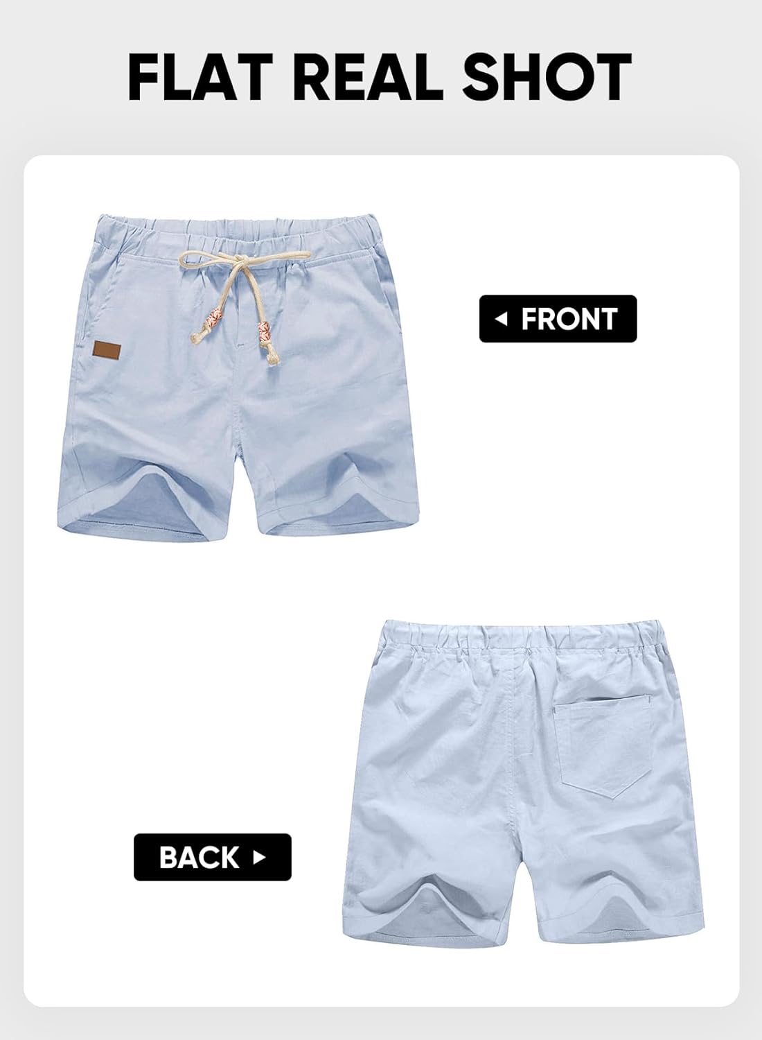 JMIERR Mens Linen Shorts Casual 5"/ 7" Cotton Elastic Waist Drawstring Summer Vacation Beach Shorts with Pockets - Image 9