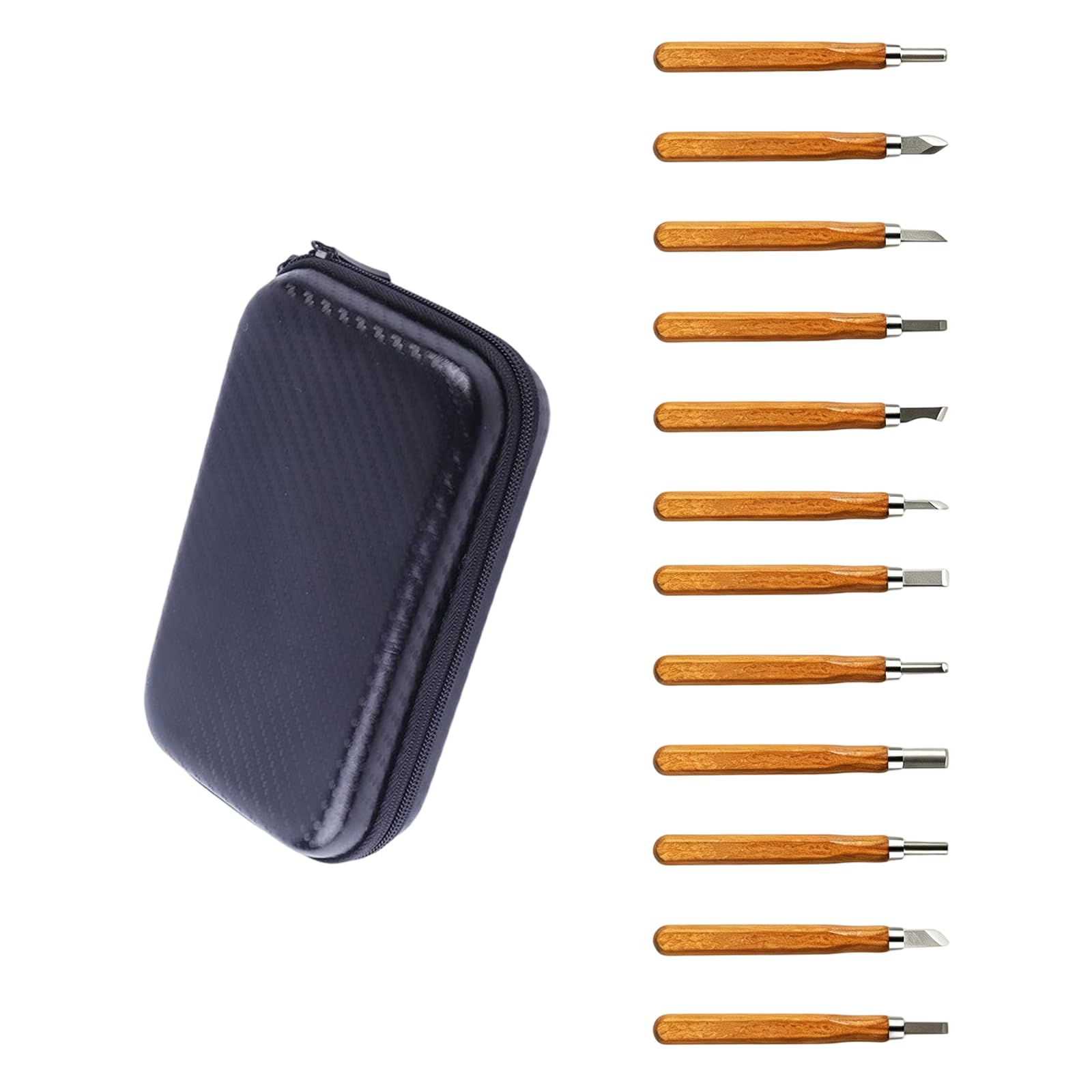 12Pcs Wood Carving Cutter Set Handle Chisels Woodworking Carving Set Art Cutter Woodworking with Storage Case Wood Sculpting Equipment