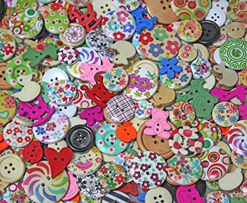 Amazon まとめ買い ウッド ボタン 1000 種類 以上 手芸 ハンドメイド ワンポイント カラー 絵柄 これだけあれば セット 100個 ボタン 通販