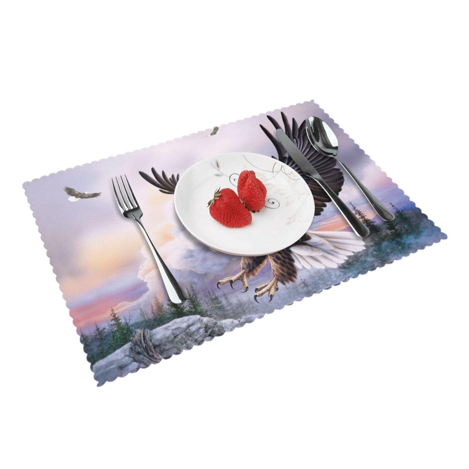 Bnvsadc Bald Eagle 4 Pcs Heat Resistant Placemat 45X30 Cm, Printed Non-Slip Place Mats For Kitchen Dining Table Indoor Outdoor