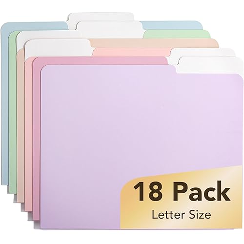 Mr. Pen- File Folders, 18 Pack, Morandi Colors, 1/3-Cut Tab, File Folders Letter Size, Colored File Folders, Office File Folder