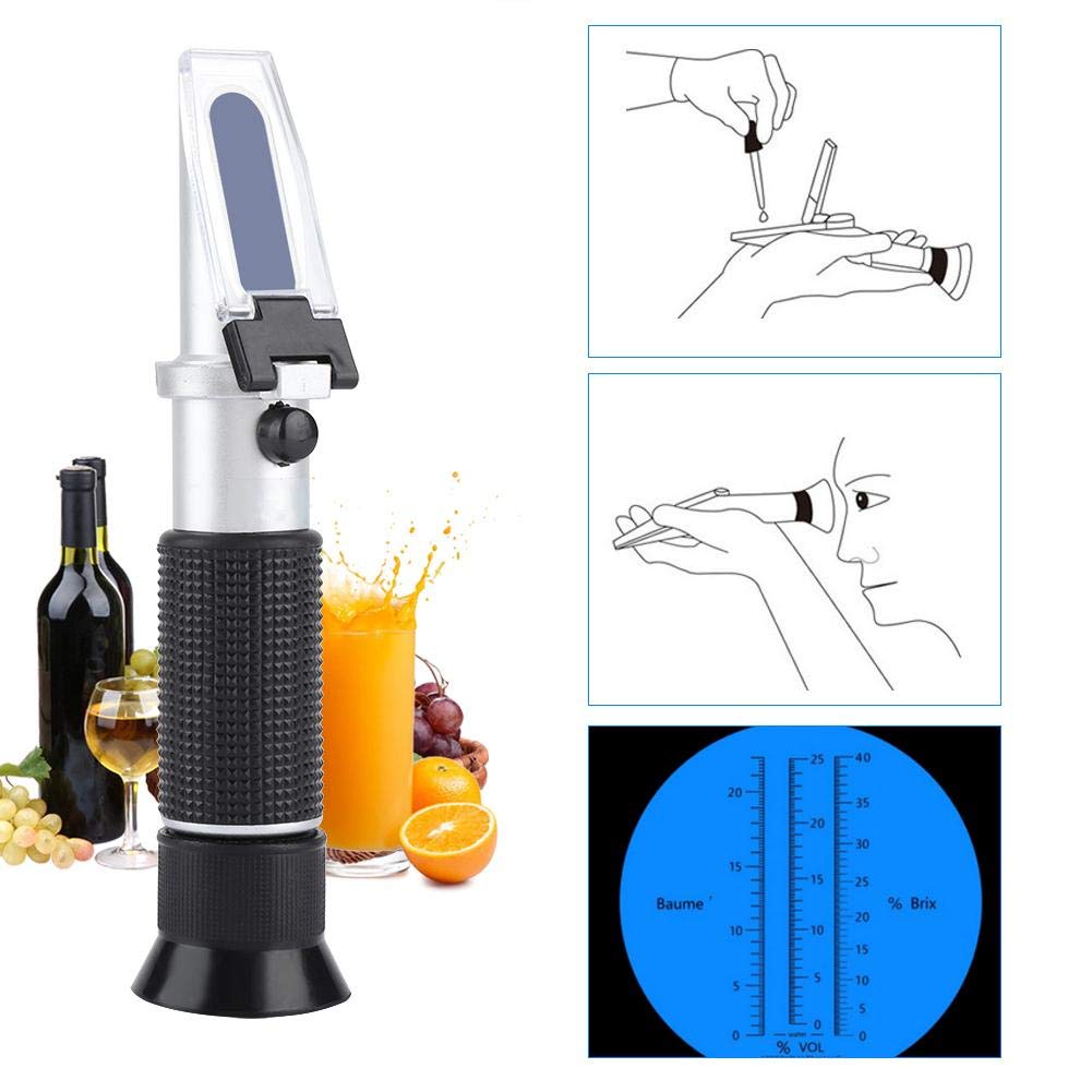 Brix Refractometer for Homebrew Beer Wort, 1.000-1.120 0-32% Handheld Beer Wort Refractometer Dual Scale Specific Gravity and Automatic Temperature Compensation for Wine/Juice/Sugar