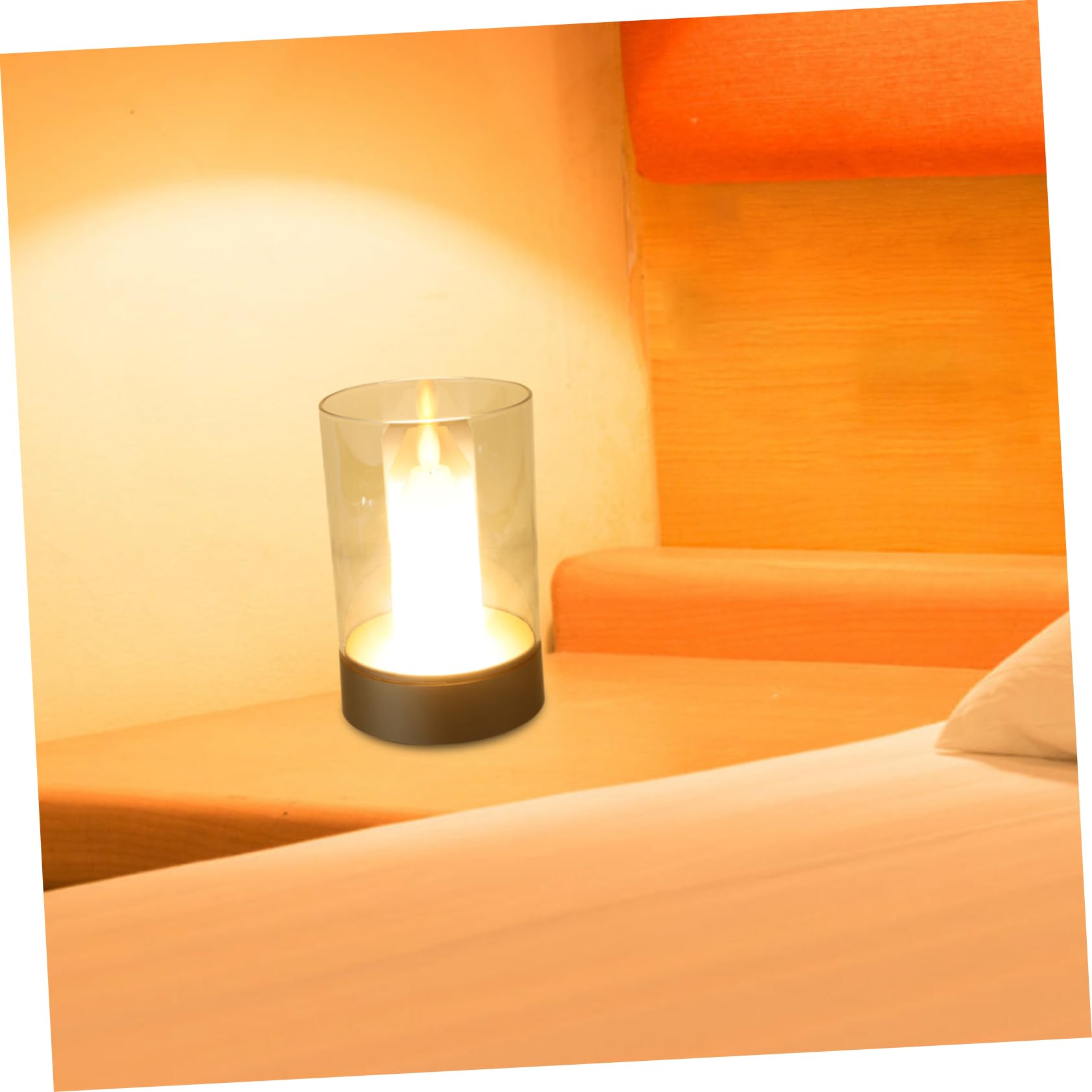 Hemobllo Luce Notturna Decorativa a Candela LED da Tavolo in Vetro