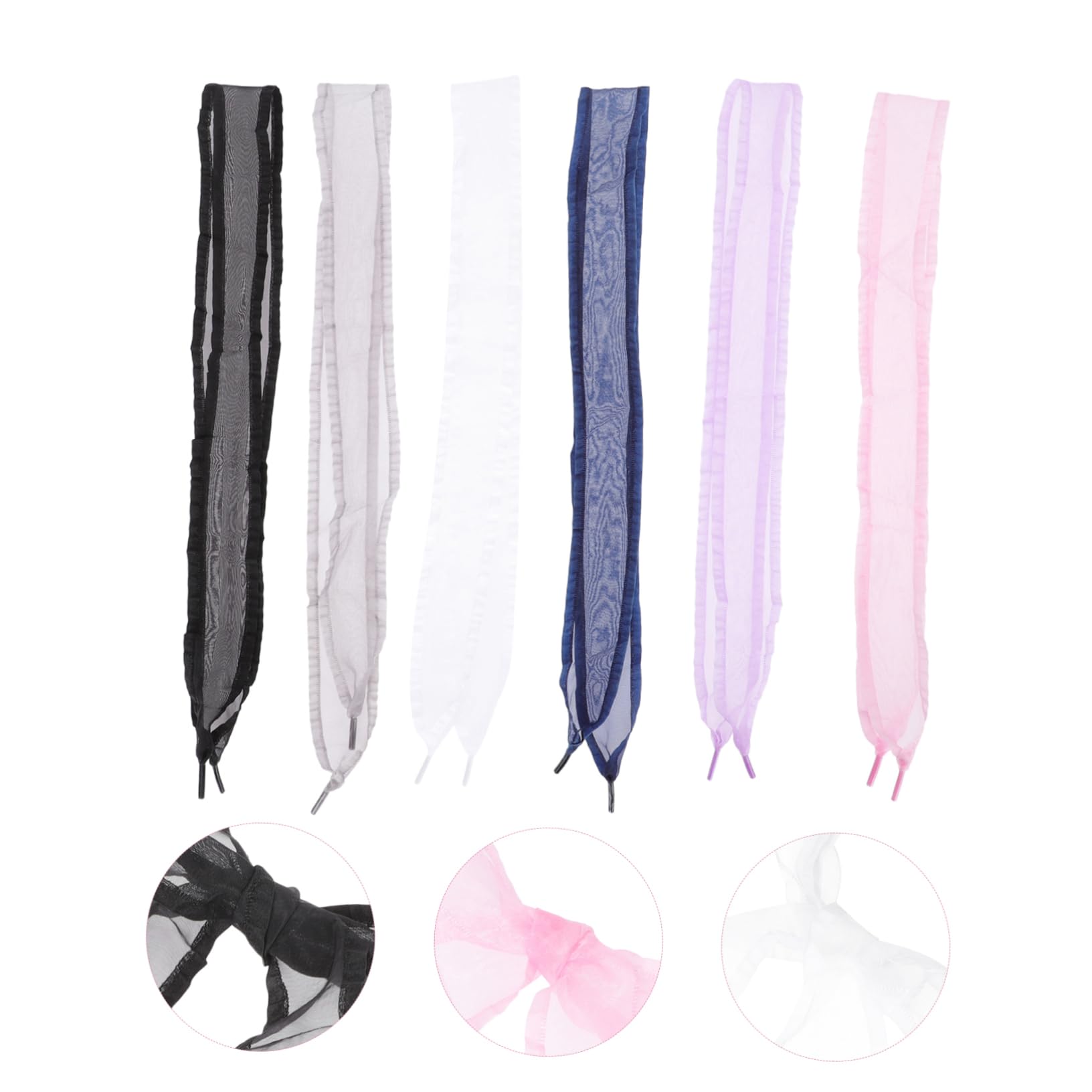 24paires Lacets Chiffon Lacets à Ruban Pour Sneakers Parfaits Pour Femmes Et Filles